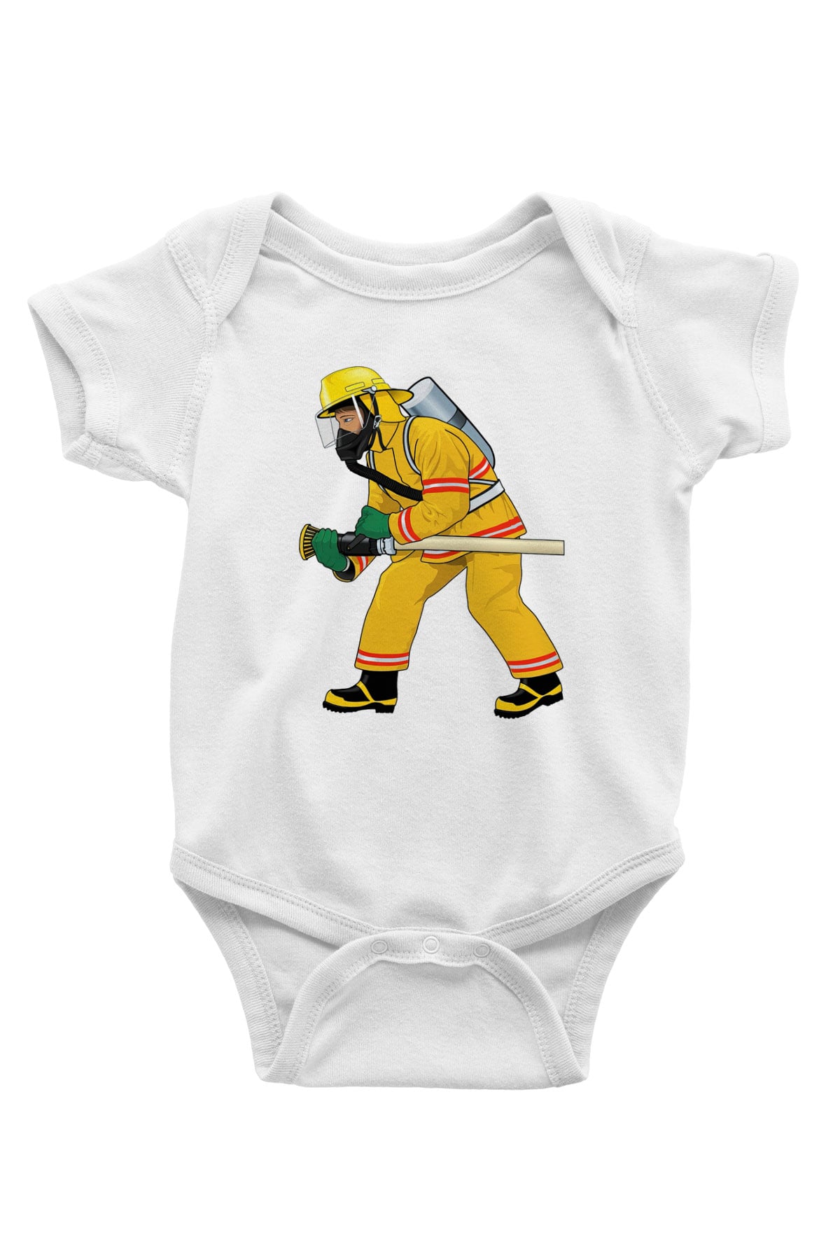 İtfaiyeci Baskılı Beyaz Unisex Bebek Body - Zıbın