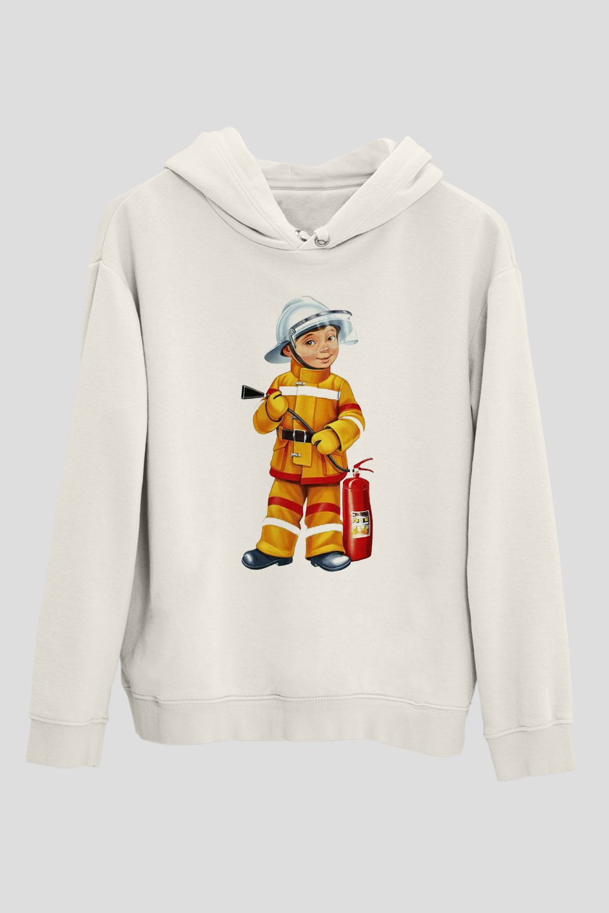 İtfaiyeci Beyaz Unisex Hoodie