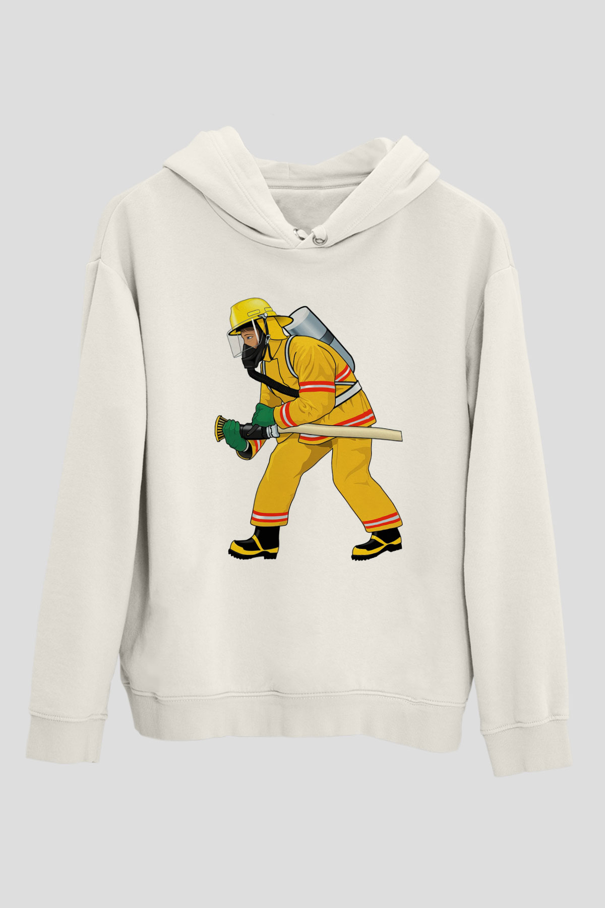 İtfaiyeci Beyaz Unisex Hoodie