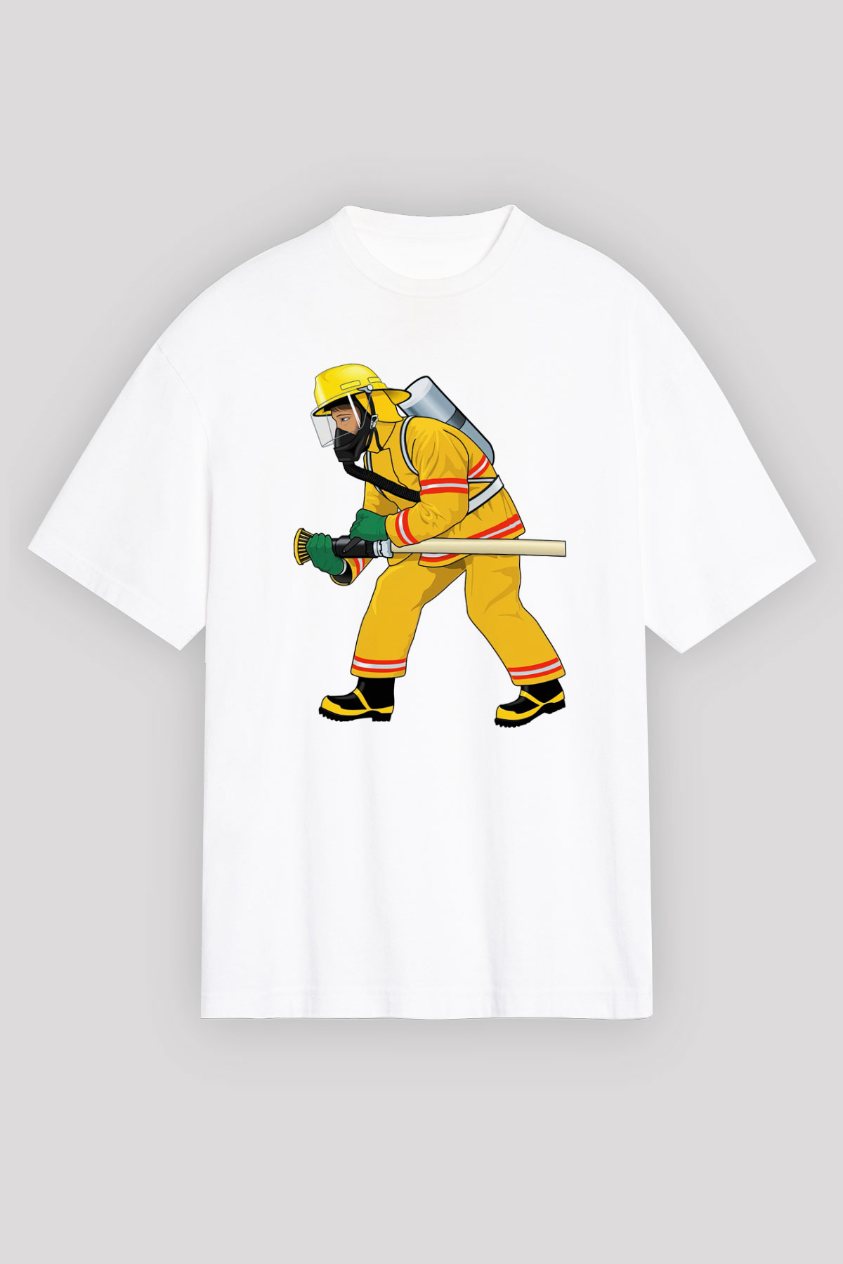 İtfaiyeci Beyaz Unisex Oversize Tişört T-Shirt