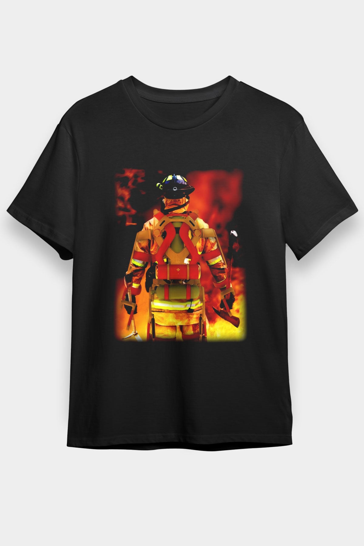 İtfaiyeci Siyah Unisex Tişört T-Shirt - TişörtFabrikası
