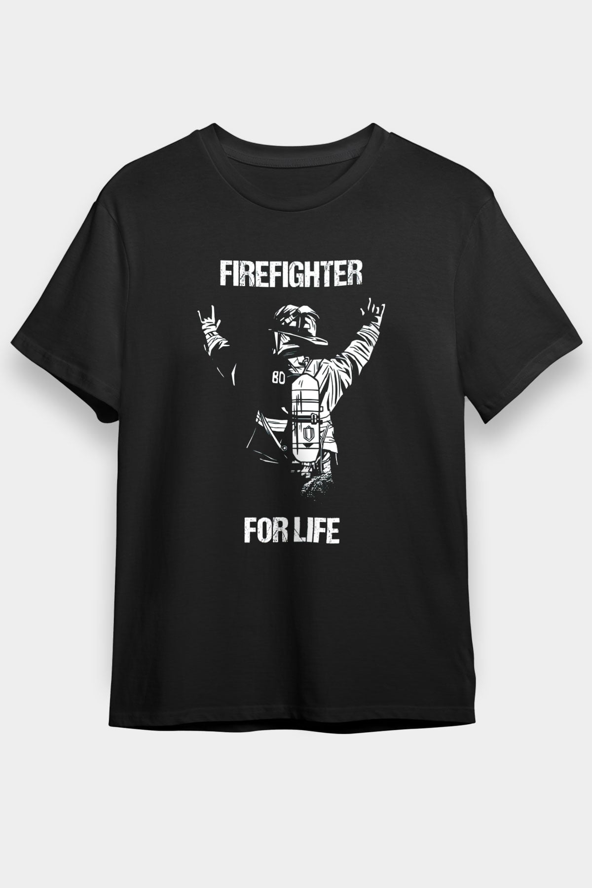 İtfaiyeci Siyah Unisex Tişört T-Shirt - TişörtFabrikası