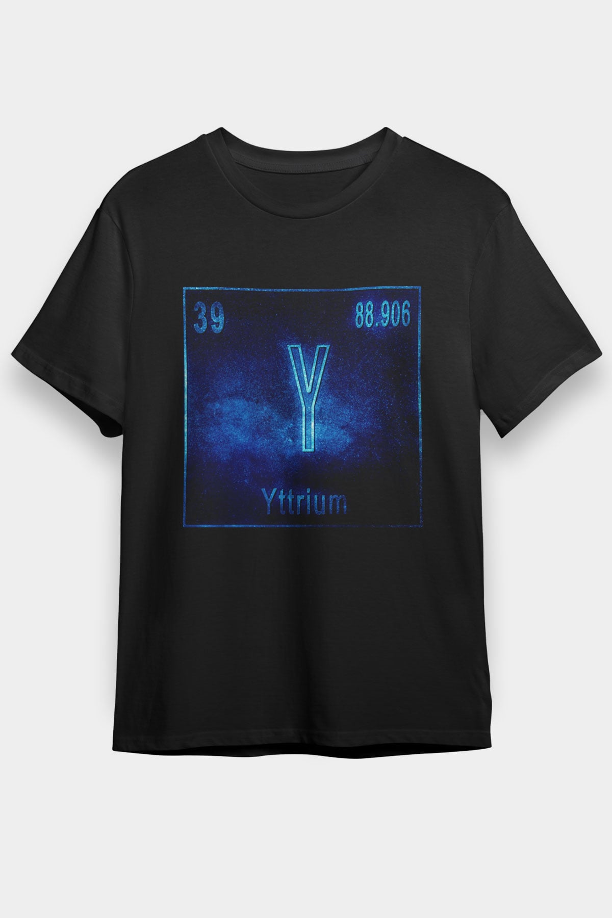 İtriyum Atom Numarası Baskılı Unisex Siyah Tişört