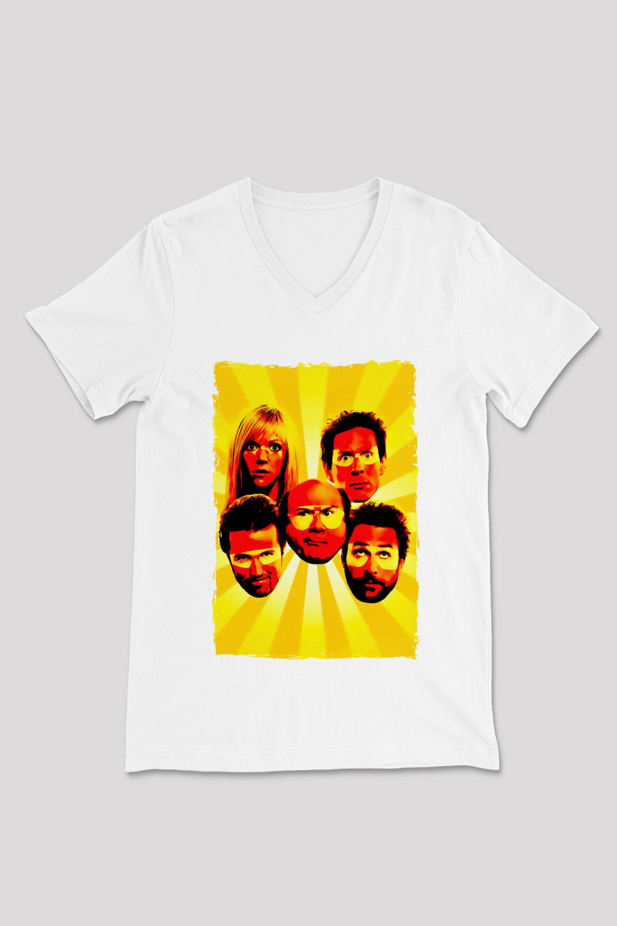 It's Always Sunny in Philadelphia Beyaz Unisex V Yaka Tişört