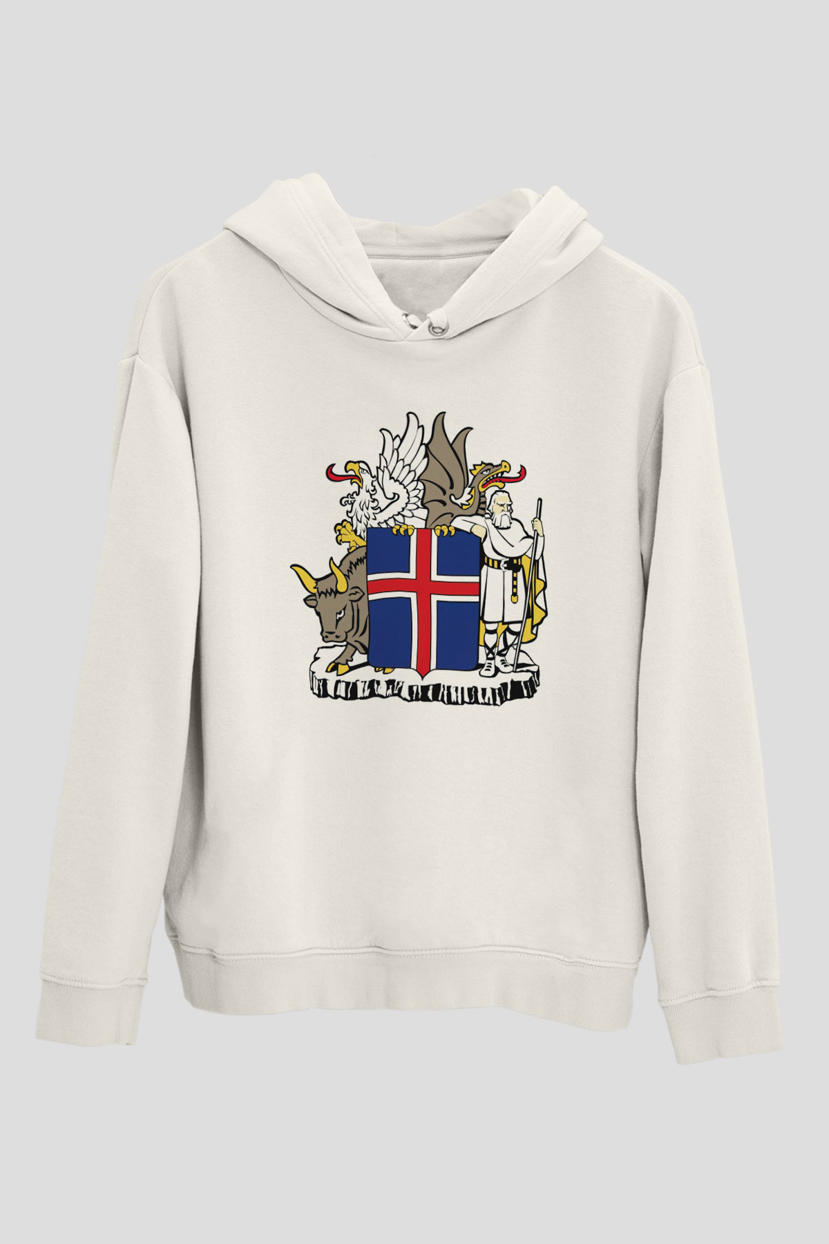 İzlanda Beyaz Unisex Kapşonlu Sweatshirt