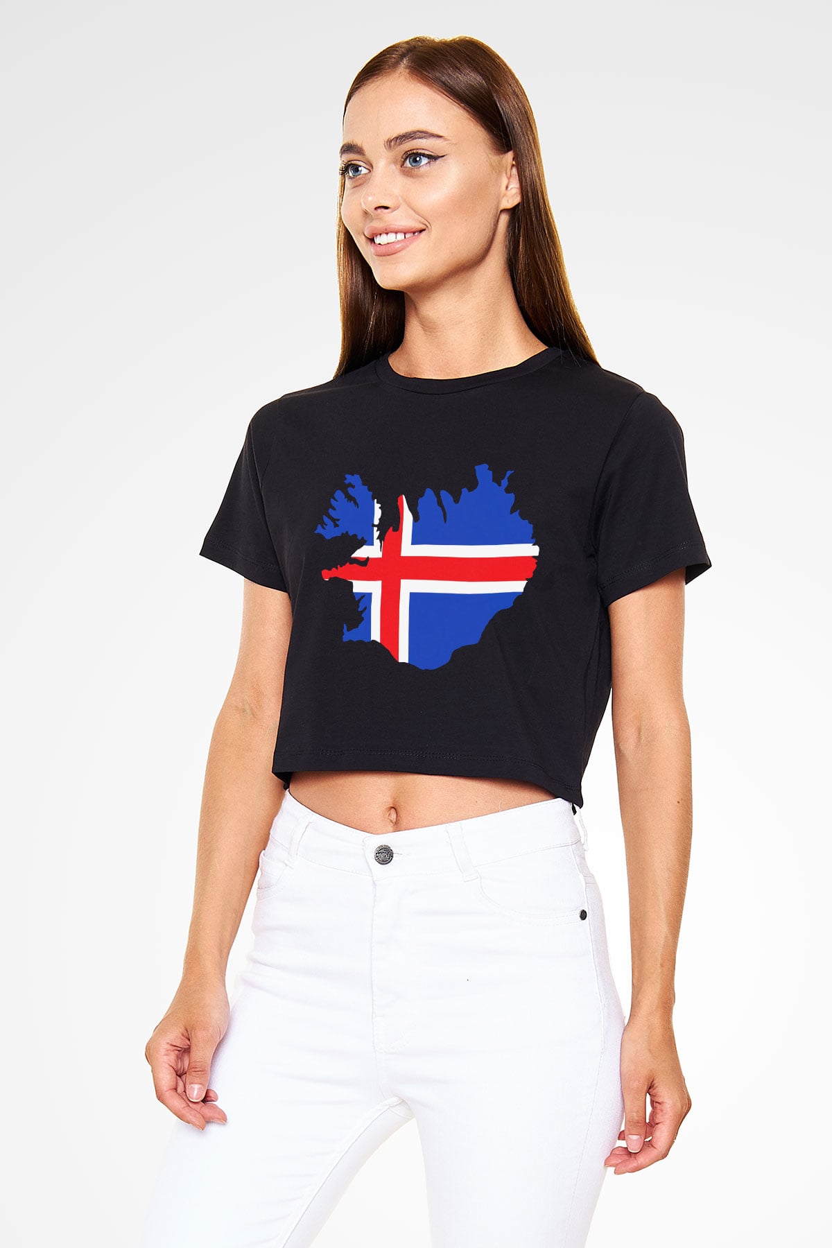 İzlanda Siyah Crop Top Tişört