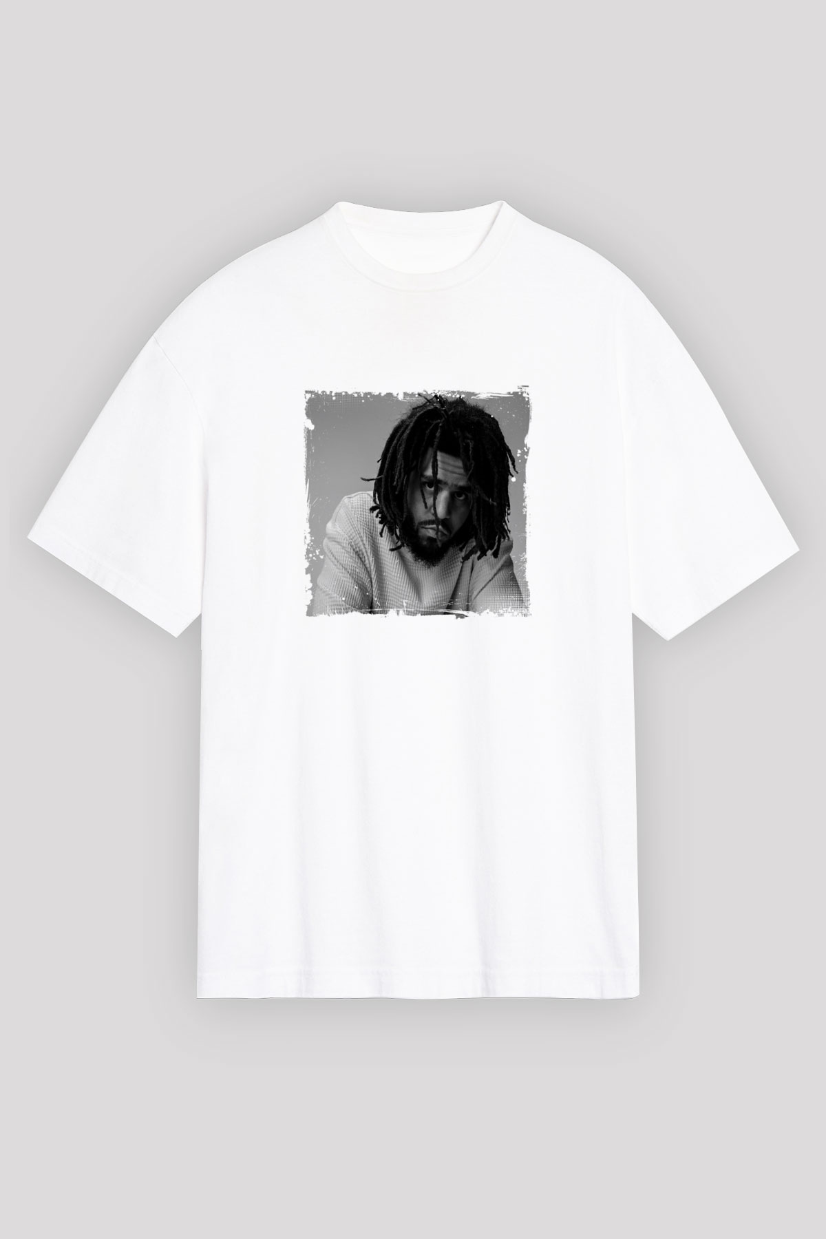 J. Cole Baskılı Unisex Beyaz Tişört