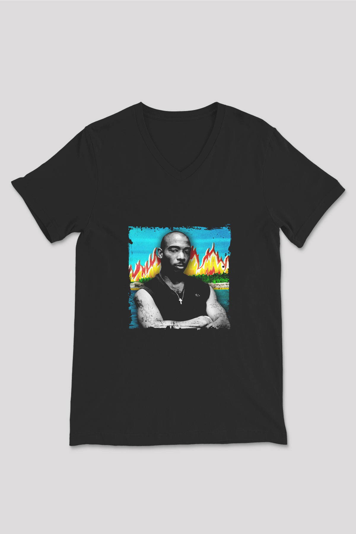Ja Rule Baskılı Unisex Siyah V Yaka Tişört