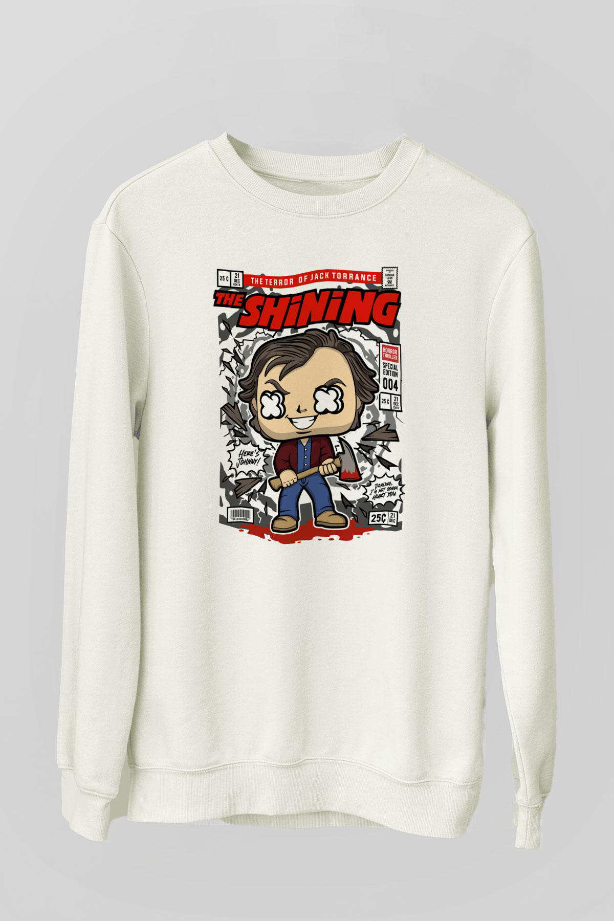 Jack Torrance The Shining Baskılı Unisex Beyaz Sweatshirt