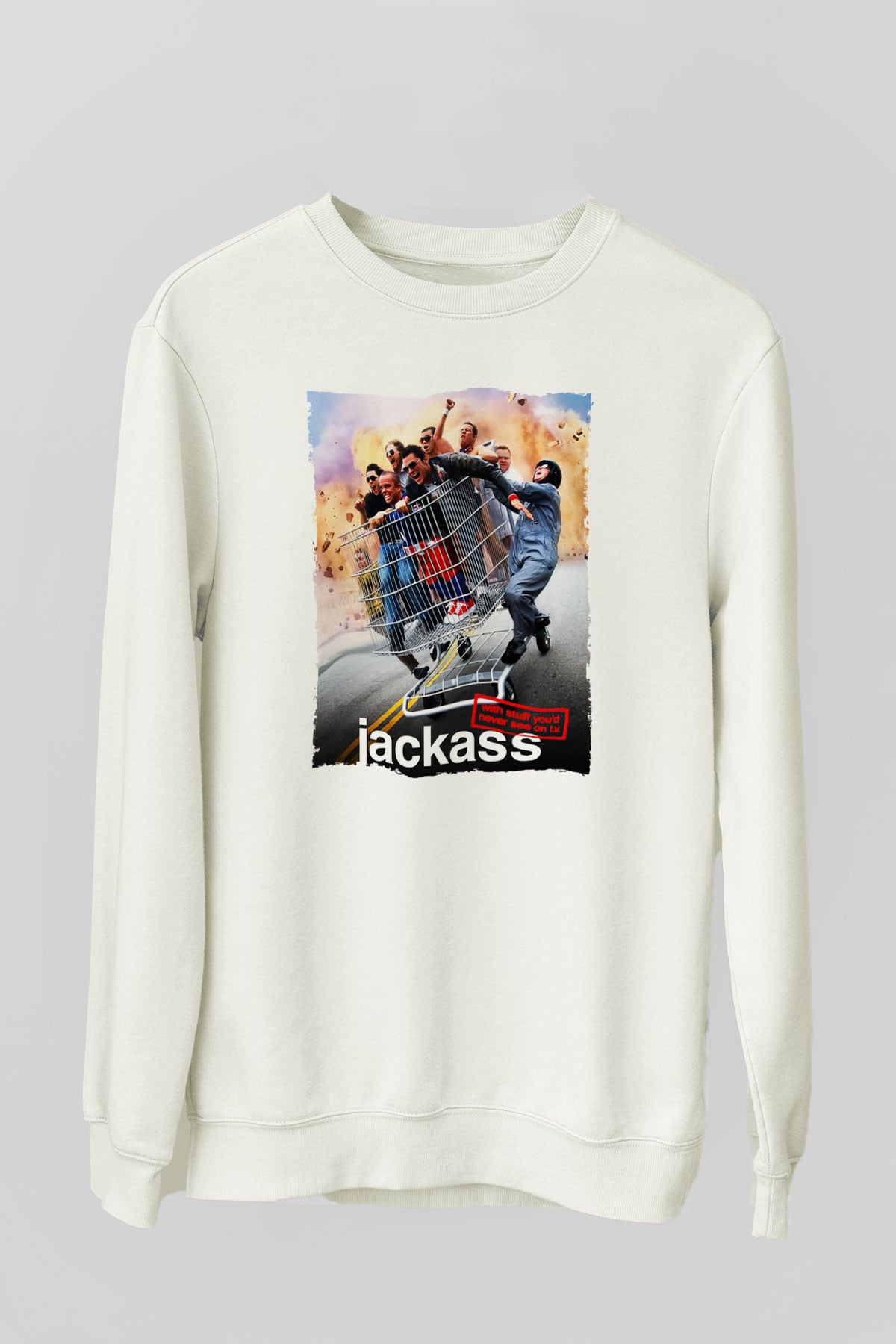 Jackass Beyaz Unisex Sweatshirt