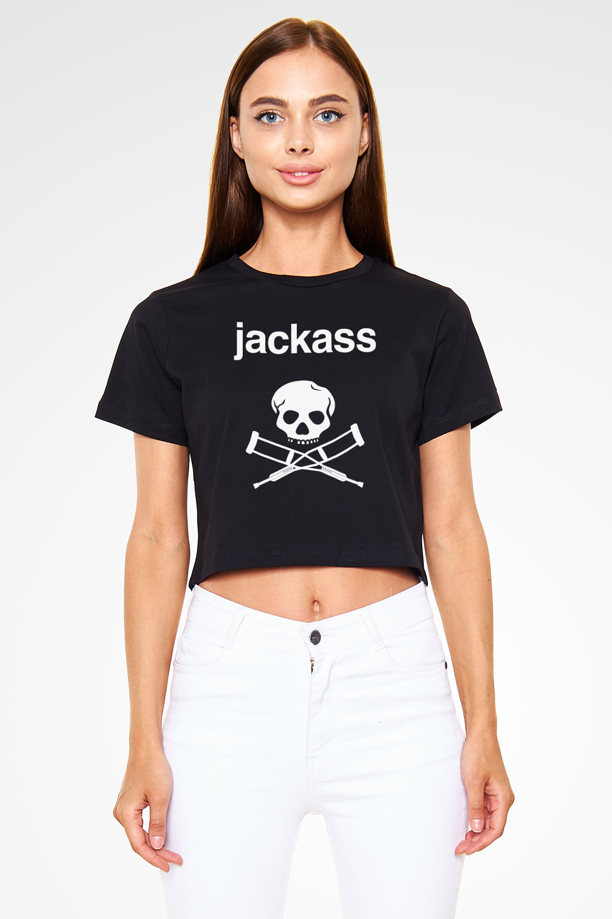 Jackass Siyah  Crop Top Tişört