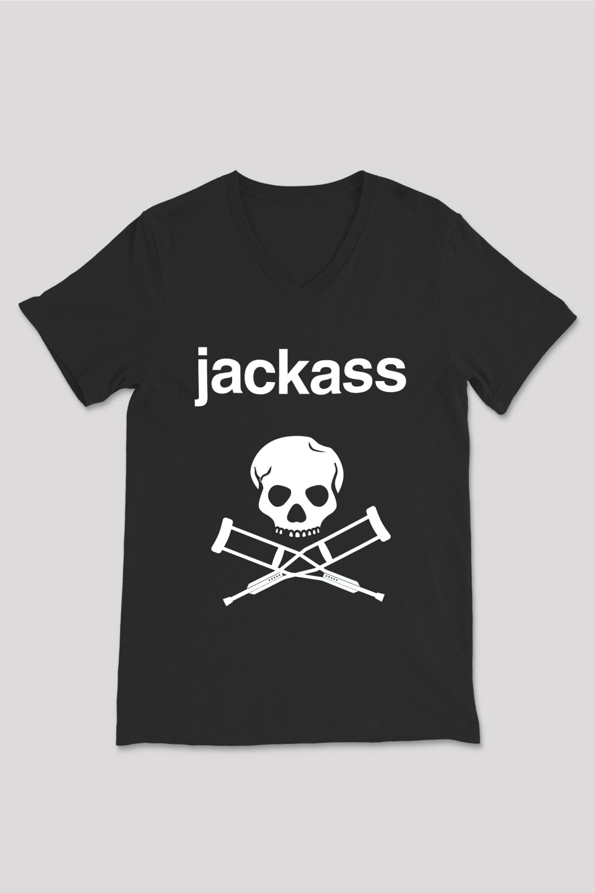 Jackass Siyah Unisex V Yaka Tişört