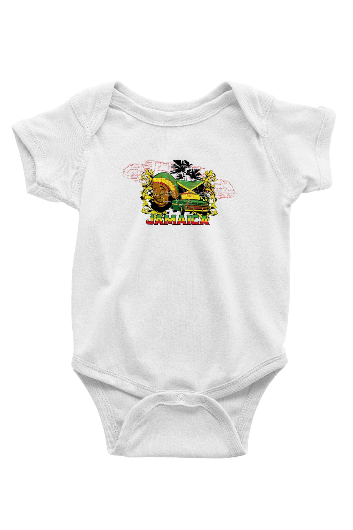 Jamaika Baskılı Beyaz Unisex Bebek Body - Zıbın