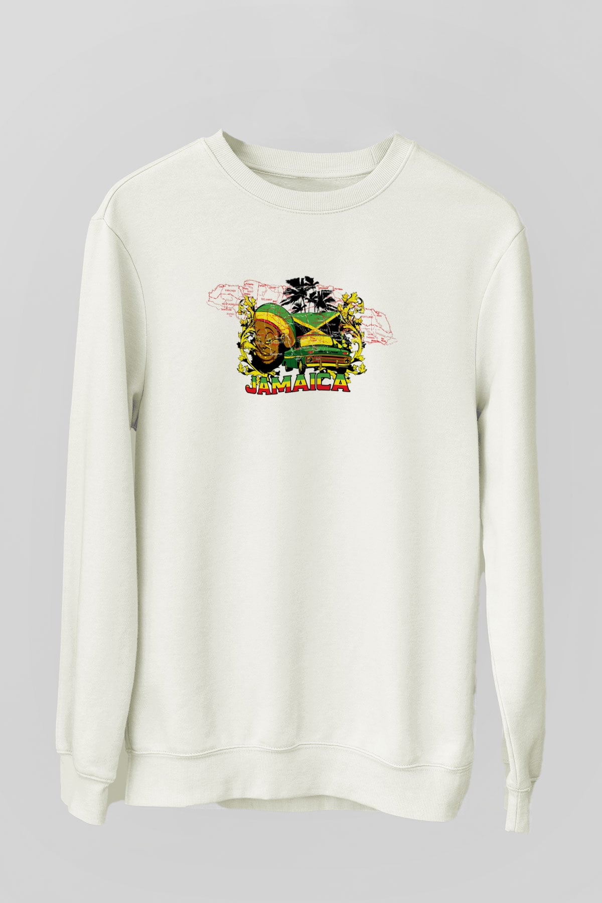 Jamaika Beyaz Unisex Sweatshirt