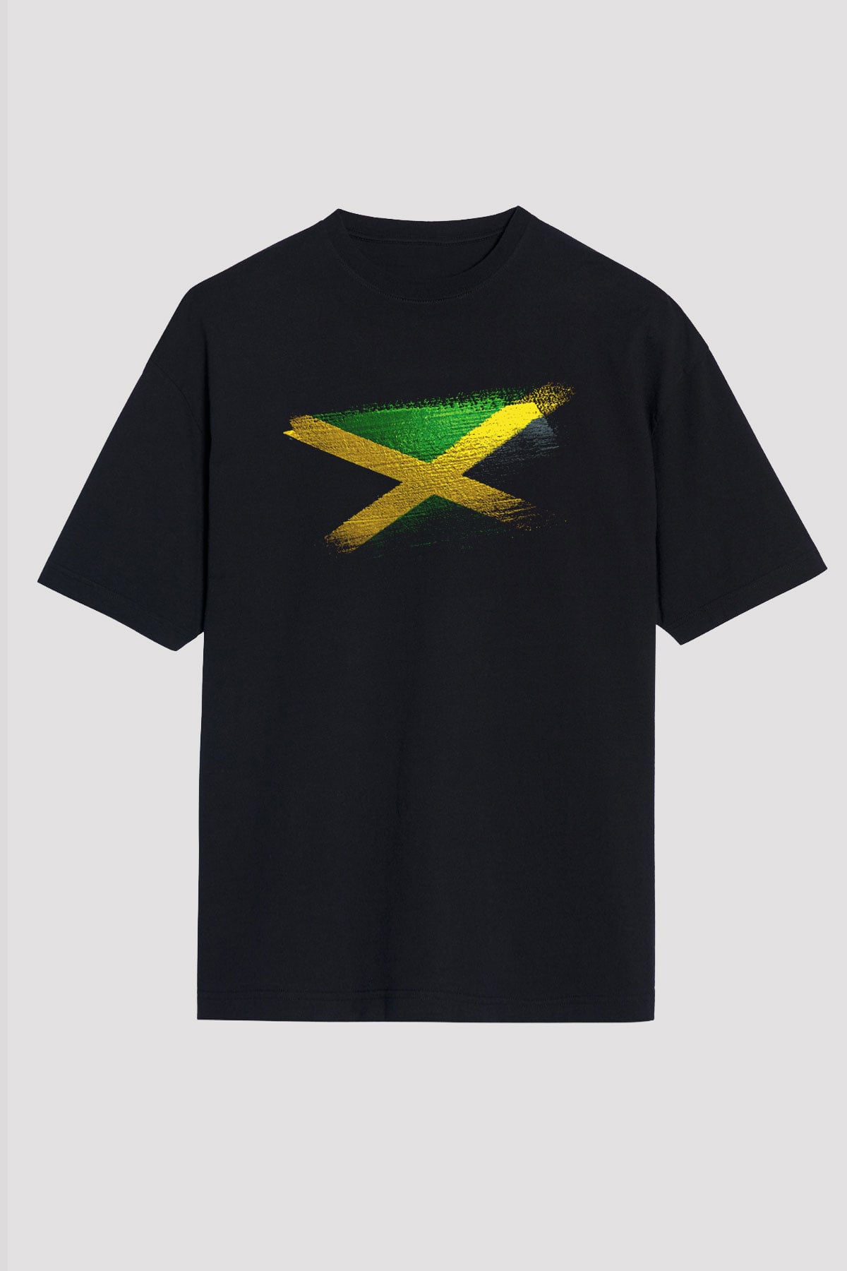 Jamaika - Jamaica Bayrağı Baskılı Unisex Siyah Oversize Tişört