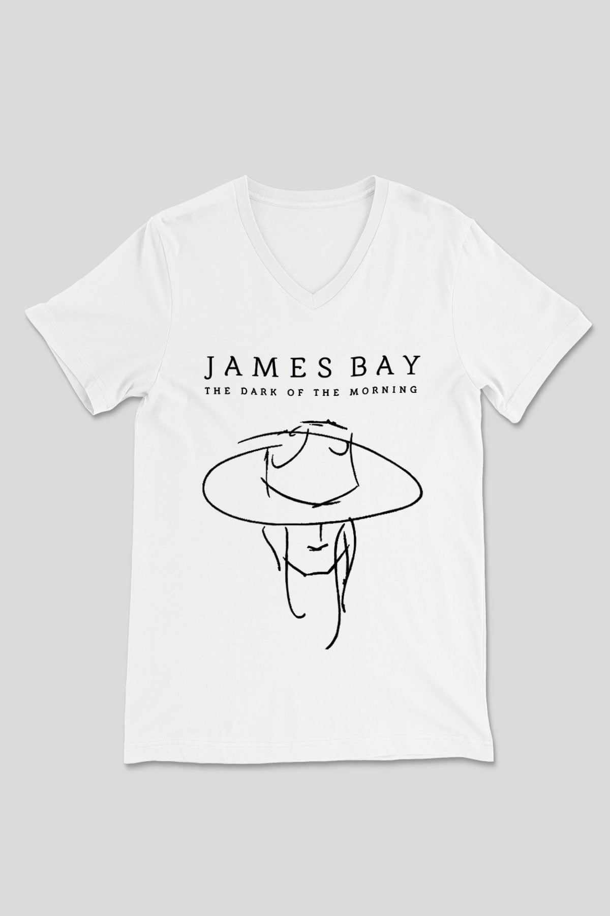 James Bay Beyaz Unisex V Yaka Tişört T-Shirt