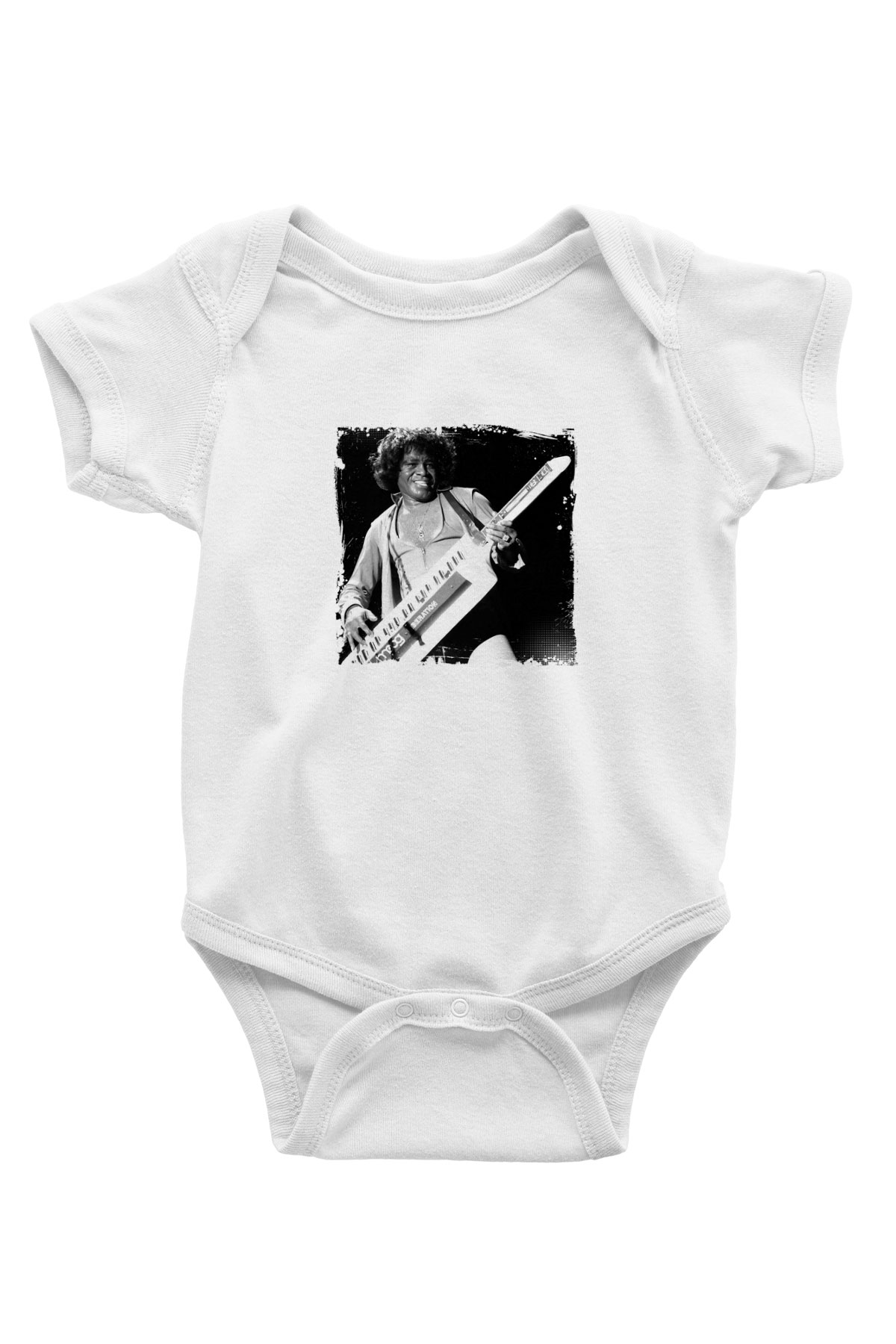 James Brown Baskılı Unisex Beyaz Bebek Body - Zıbın