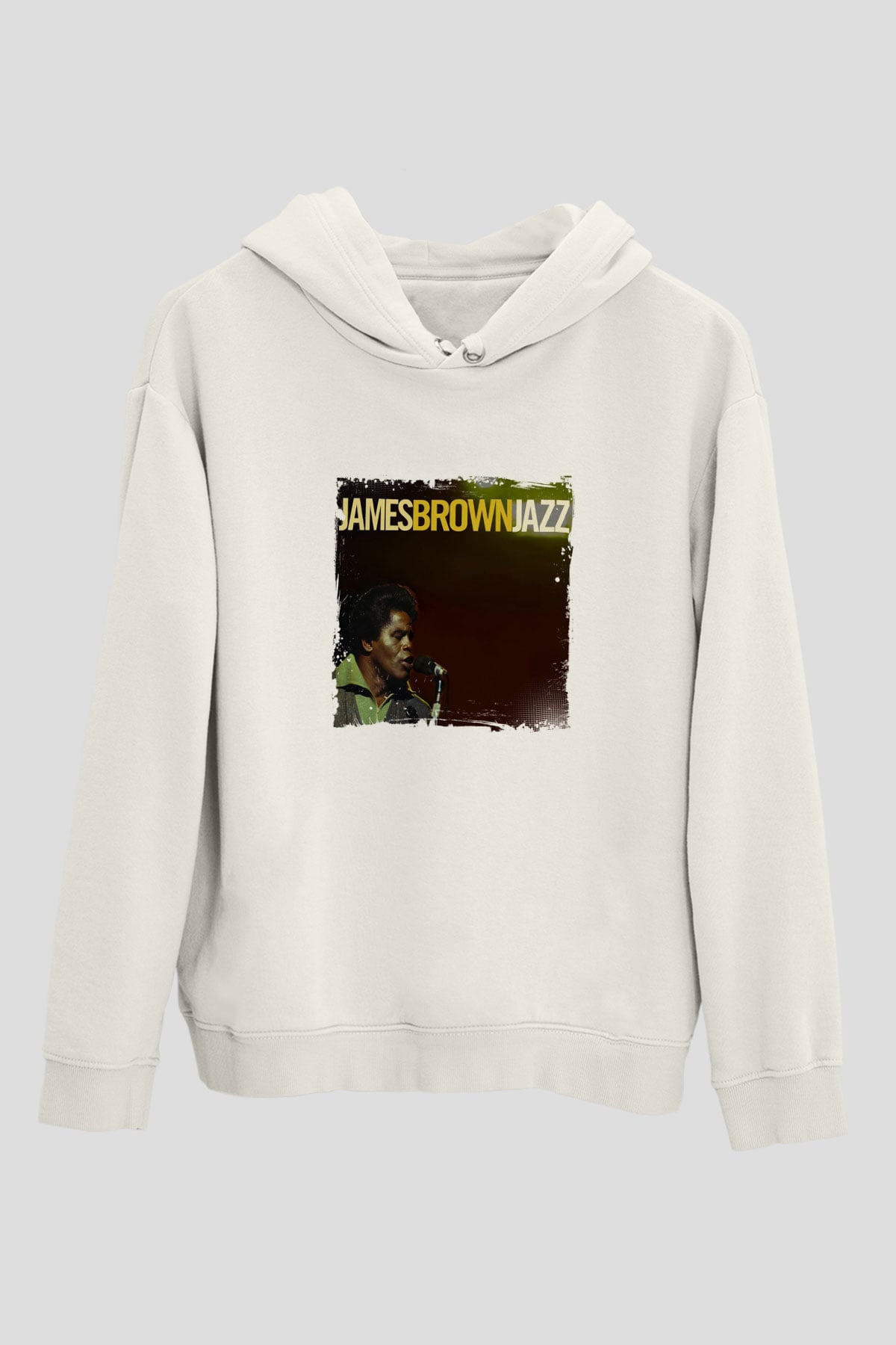 James Brown Baskılı Unisex Beyaz Kapüşonlu Sweatshirt