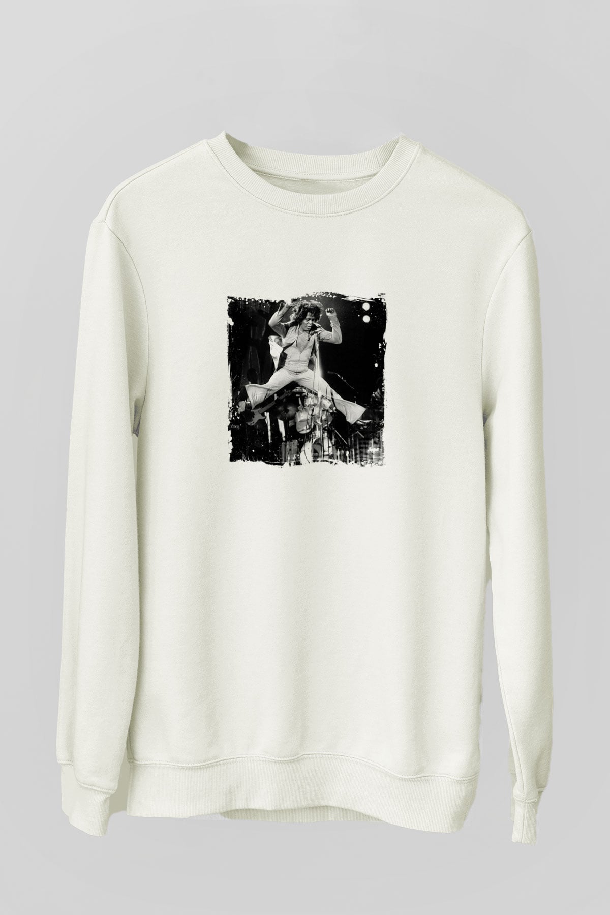 James Brown Baskılı Unisex Beyaz Sweatshirt