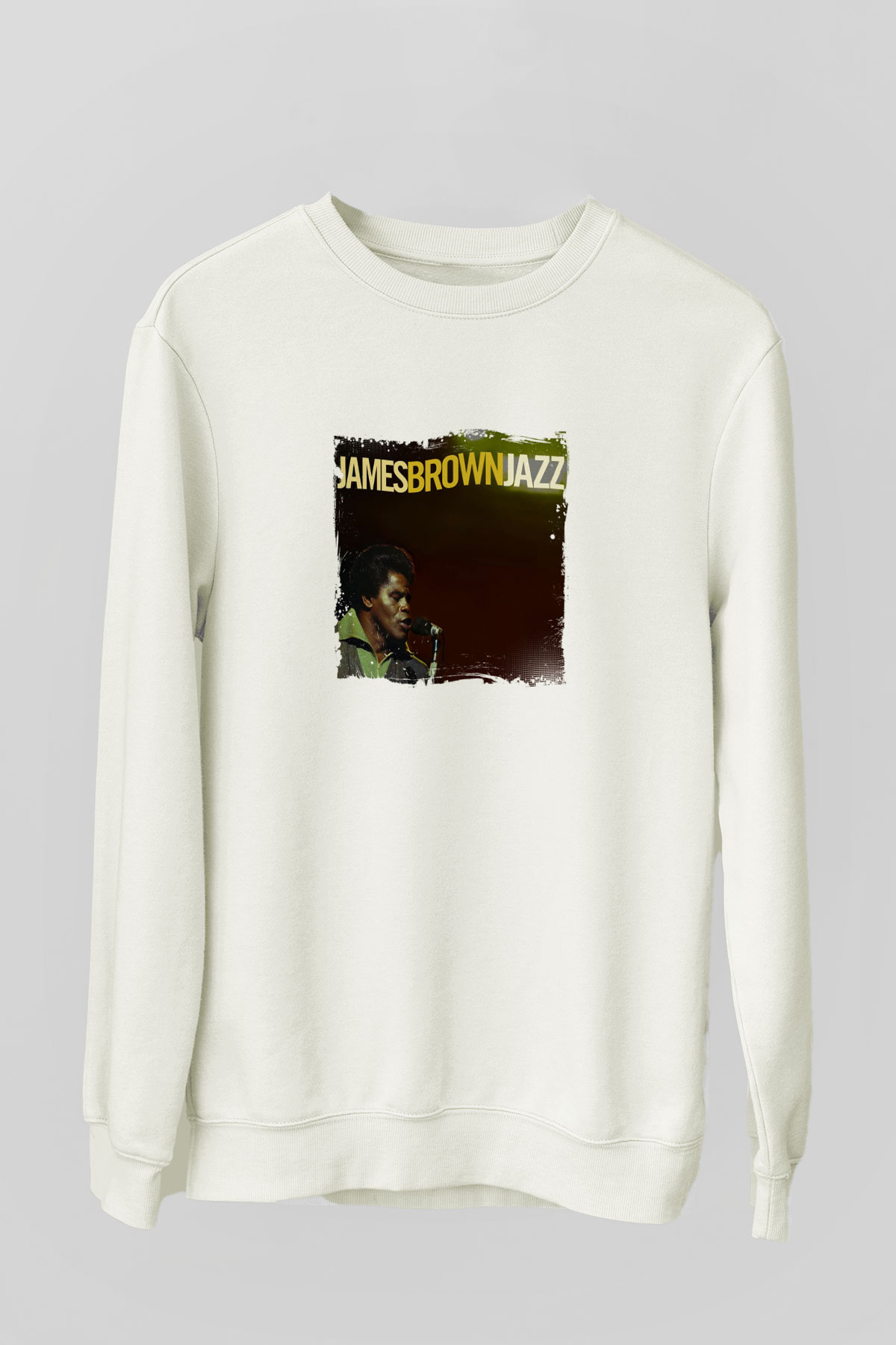 James Brown Baskılı Unisex Beyaz Sweatshirt