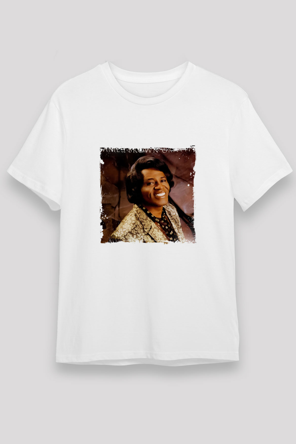 James Brown Baskılı Unisex Beyaz Tişört