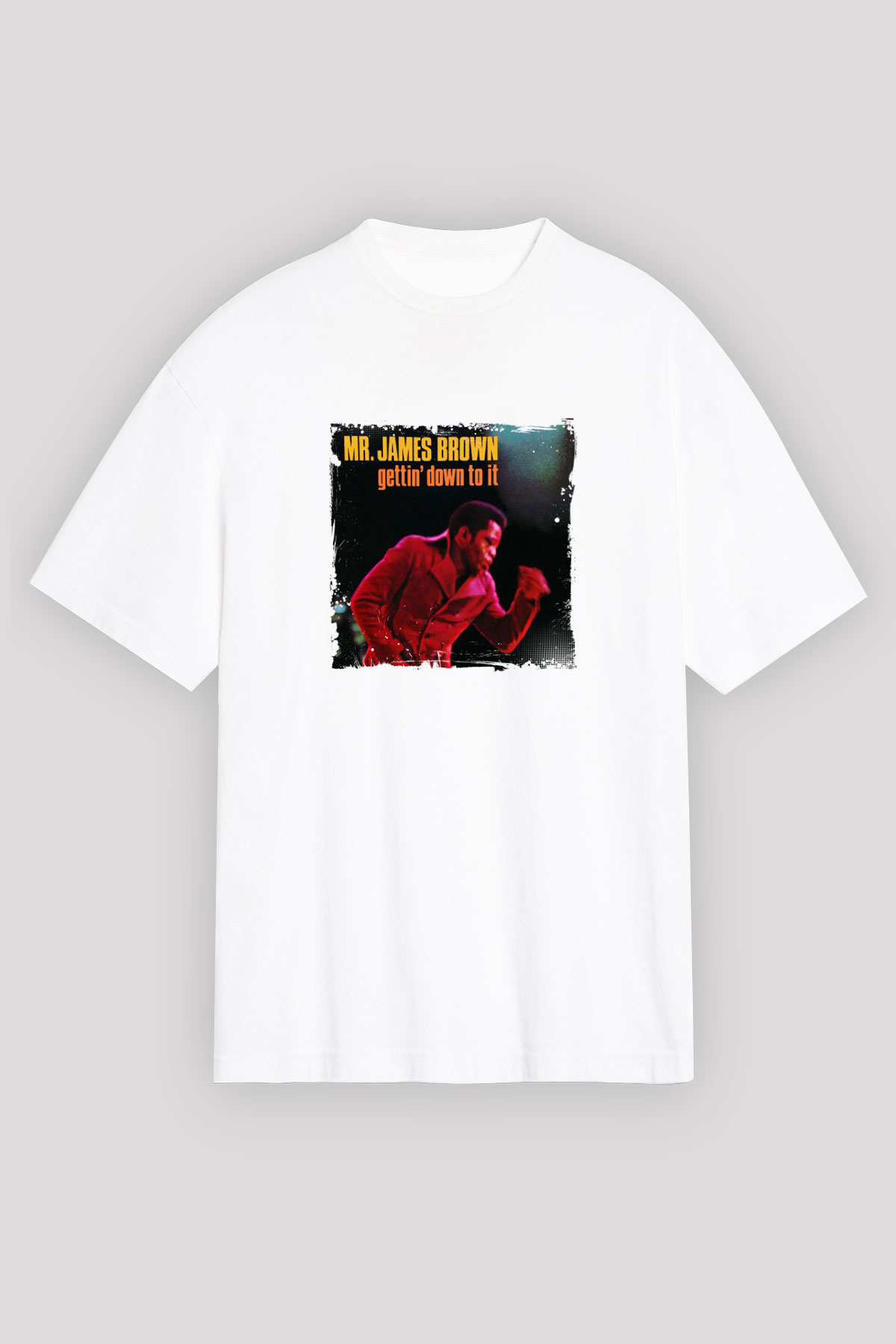 James Brown Baskılı Unisex Beyaz Tişört