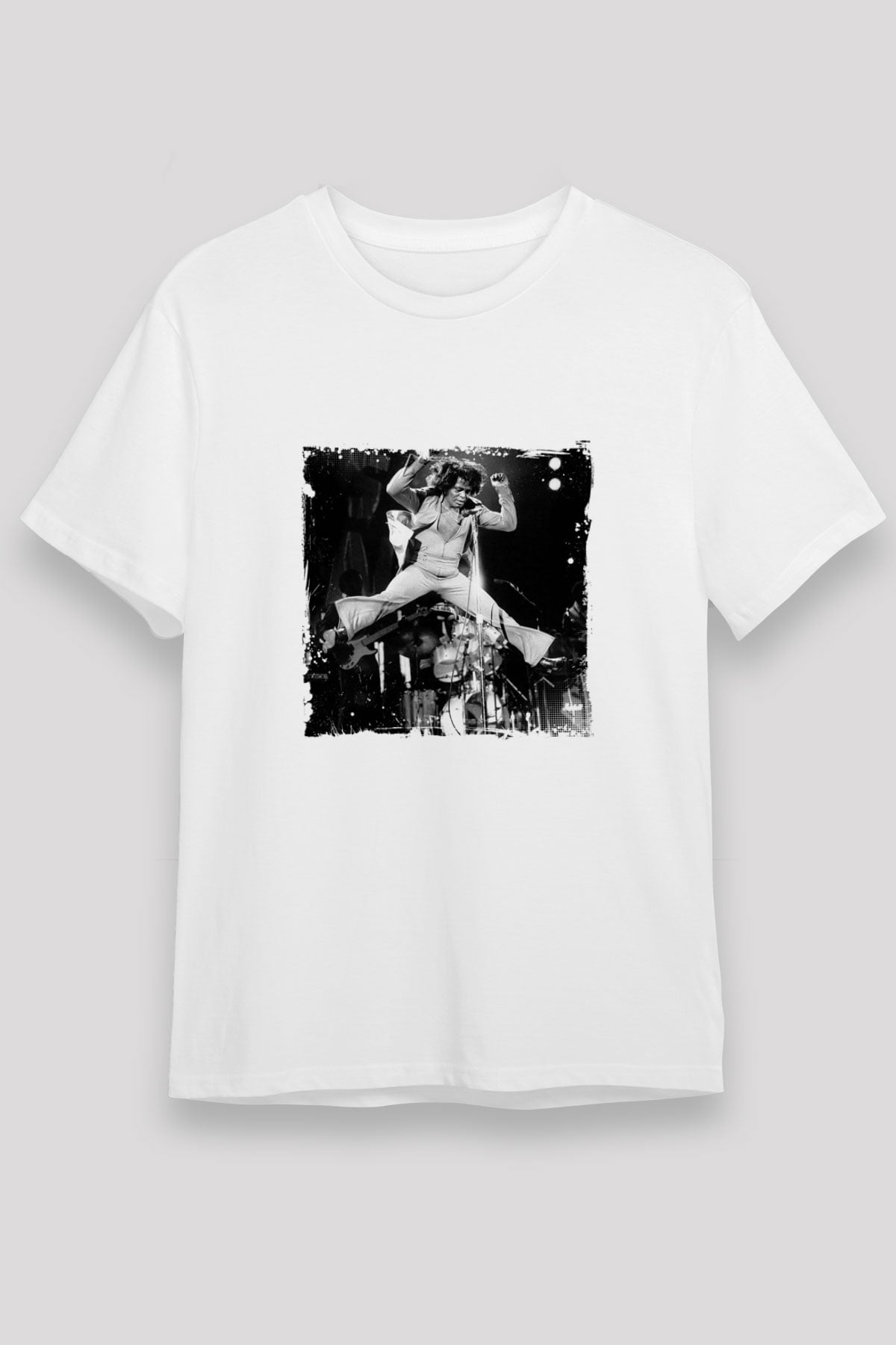James Brown Baskılı Unisex Beyaz Tişört