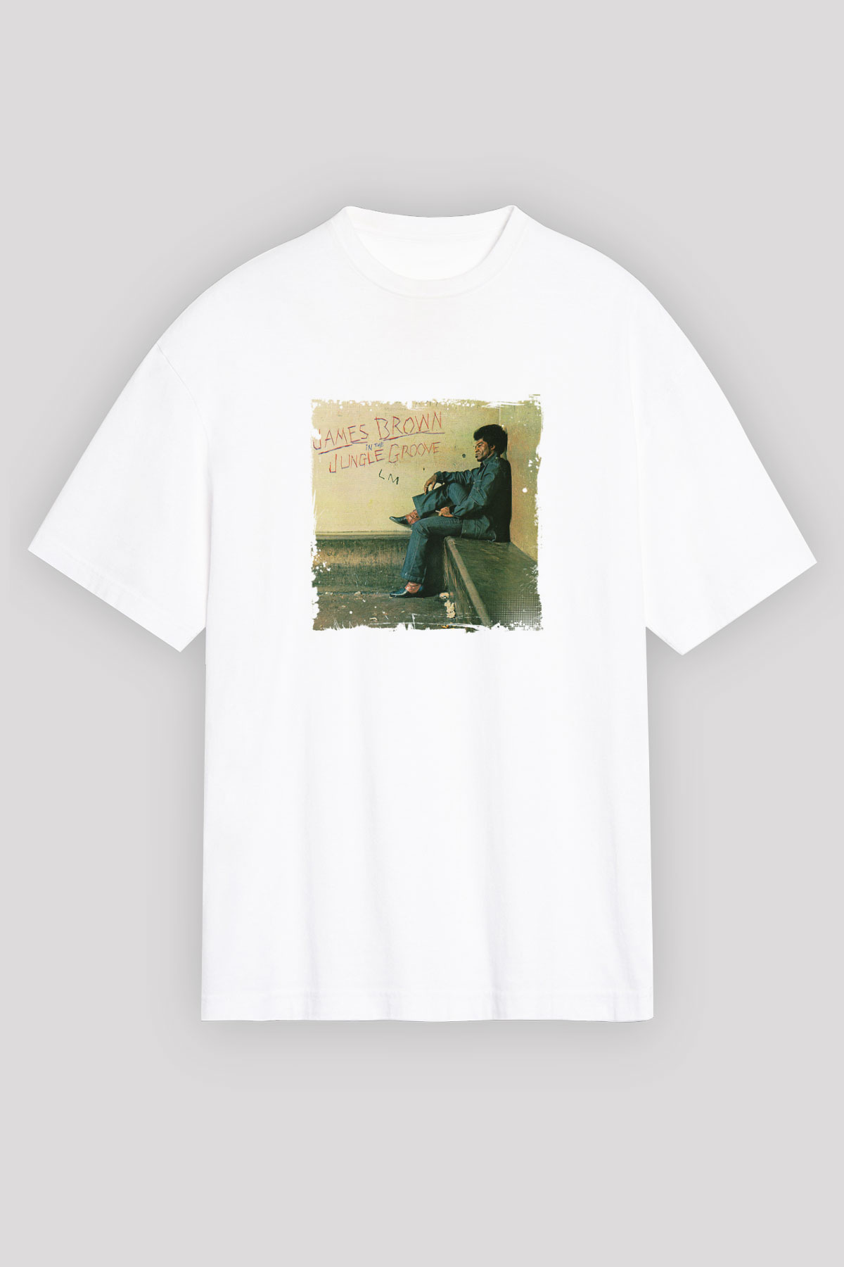 James Brown Baskılı Unisex Beyaz Tişört