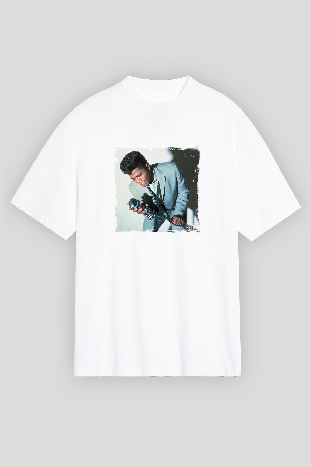 James Brown Baskılı Unisex Beyaz Tişört