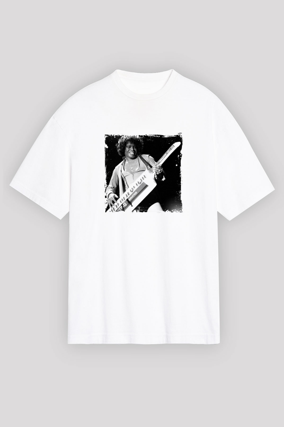 James Brown Baskılı Unisex Beyaz Tişört