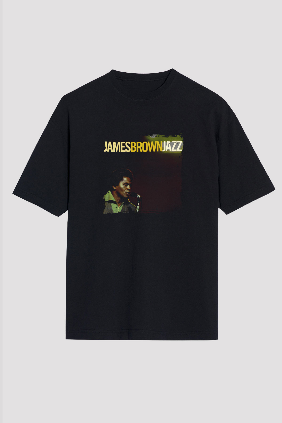 James Brown Baskılı Unisex Oversize Siyah Tişört
