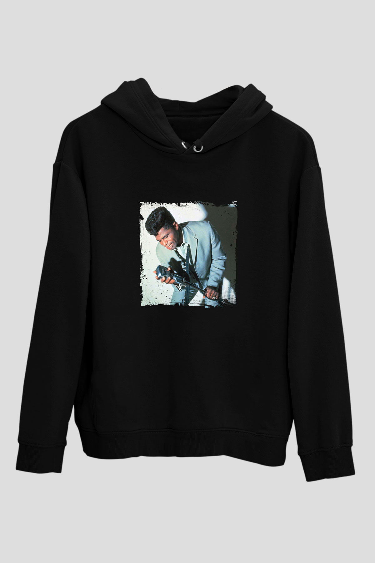 James Brown Baskılı Unisex Siyah Hoodie