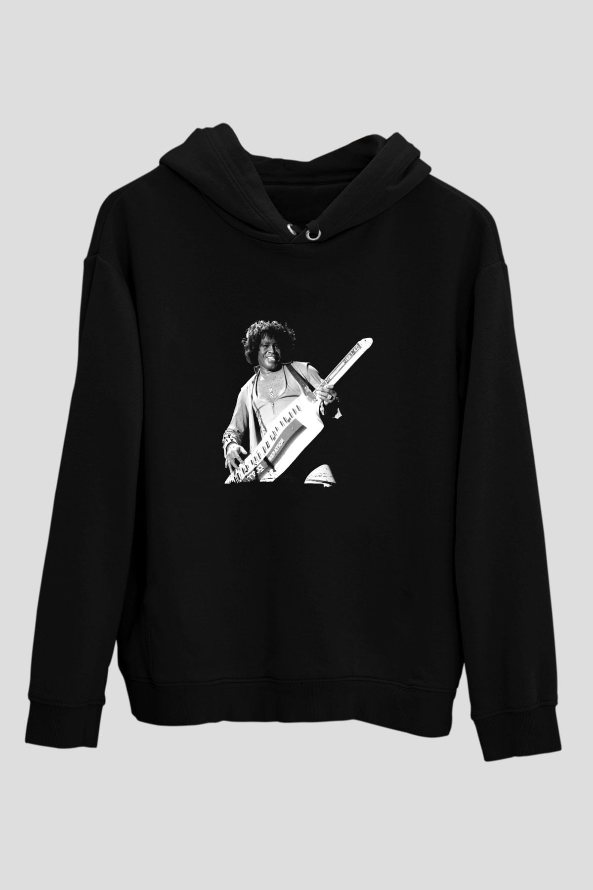 James Brown Baskılı Unisex Siyah Hoodie