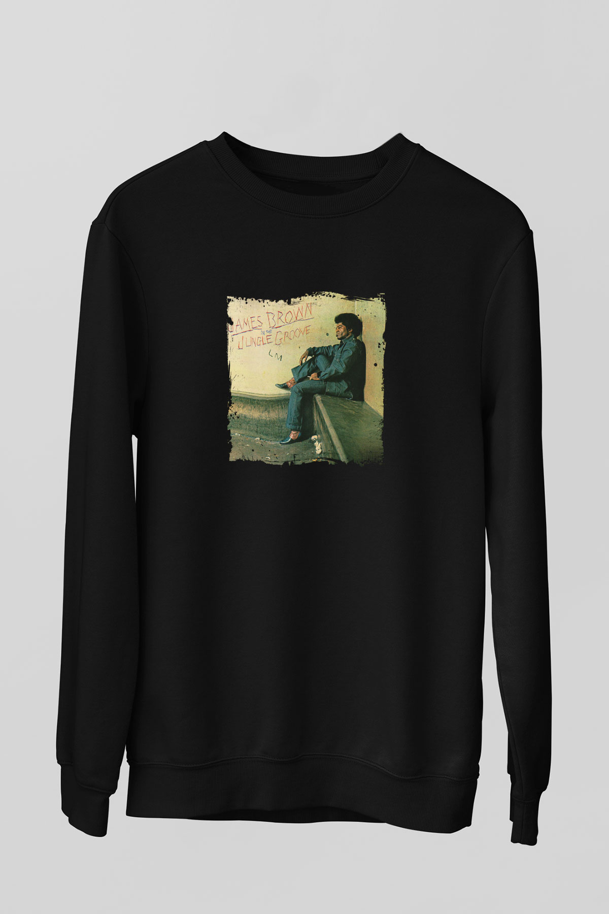 James Brown Baskılı Unisex Siyah Sweatshirt