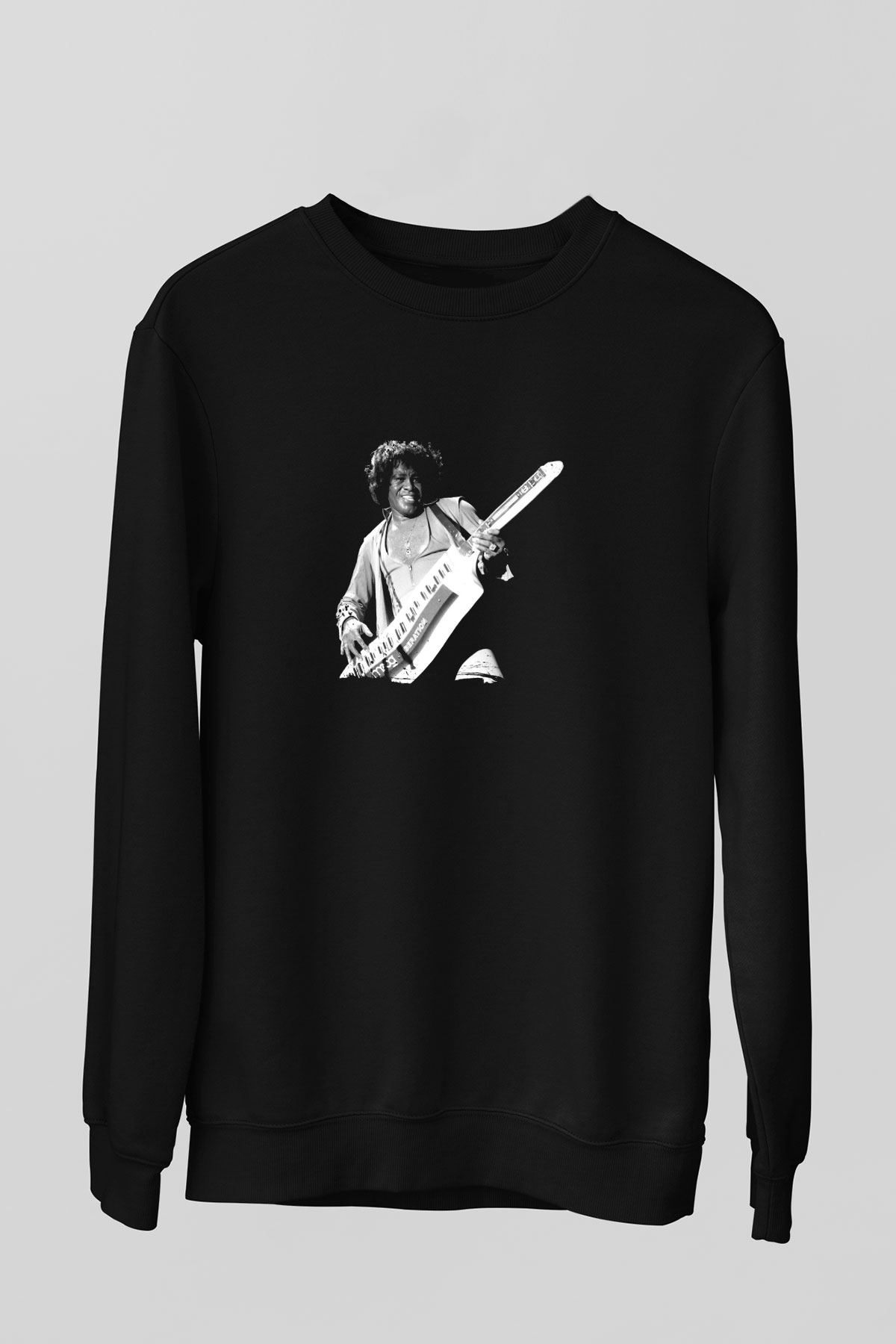 James Brown Baskılı Unisex Siyah Sweatshirt