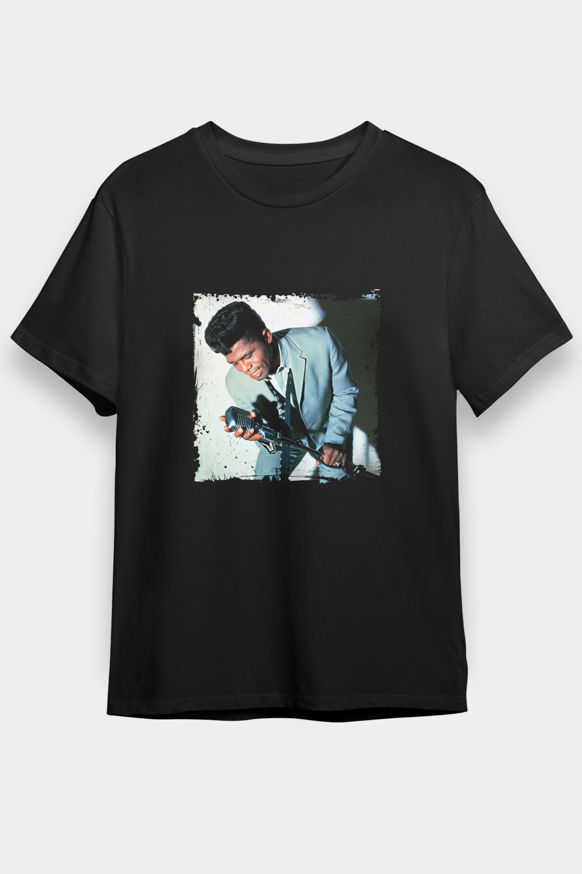 James Brown Baskılı Unisex Siyah Tişört