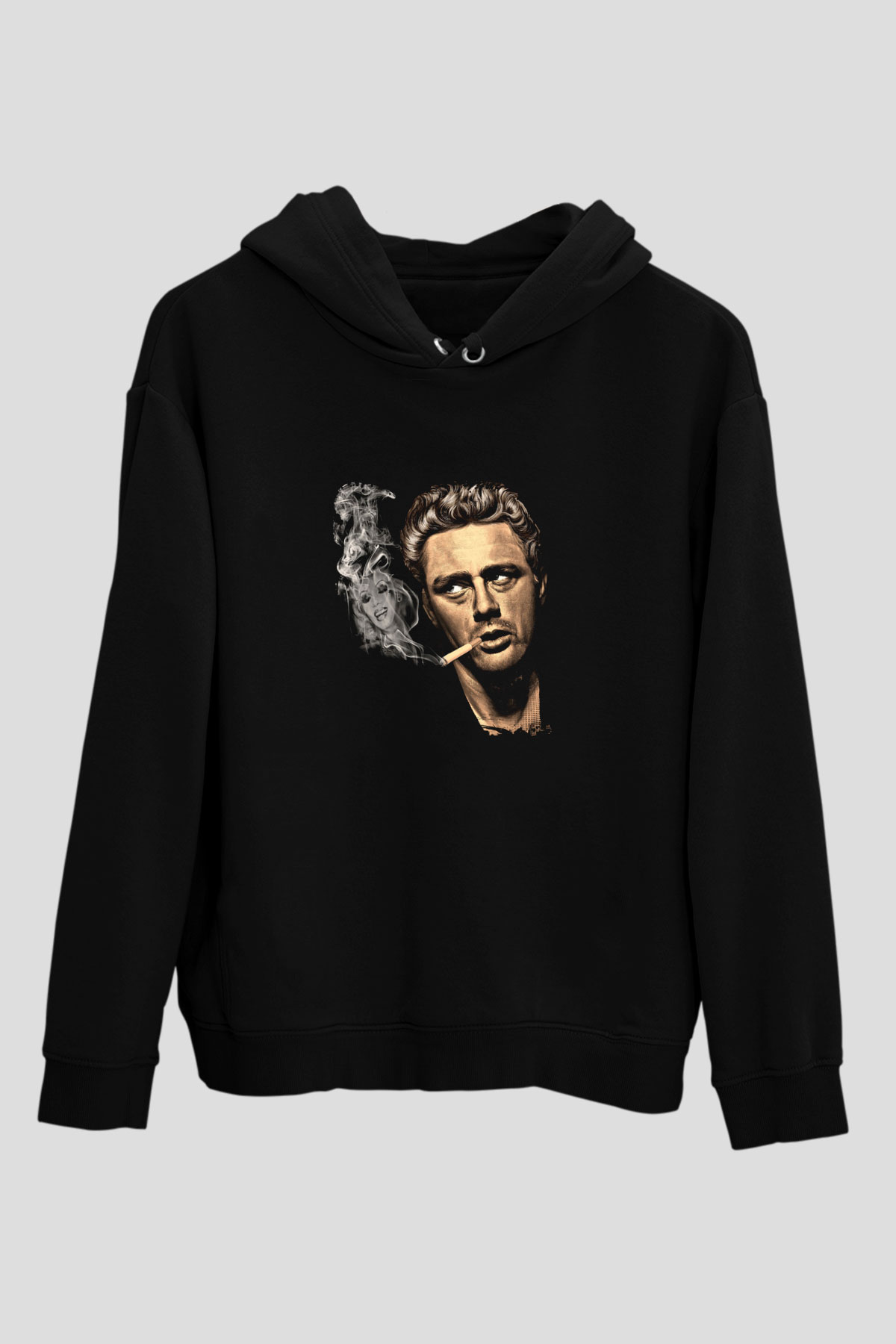 James Dean Baskılı Unisex Siyah Hoodie