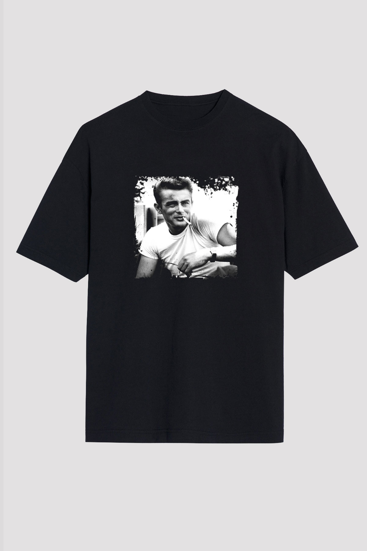 James Dean Baskılı Unisex Siyah Oversize Tişört