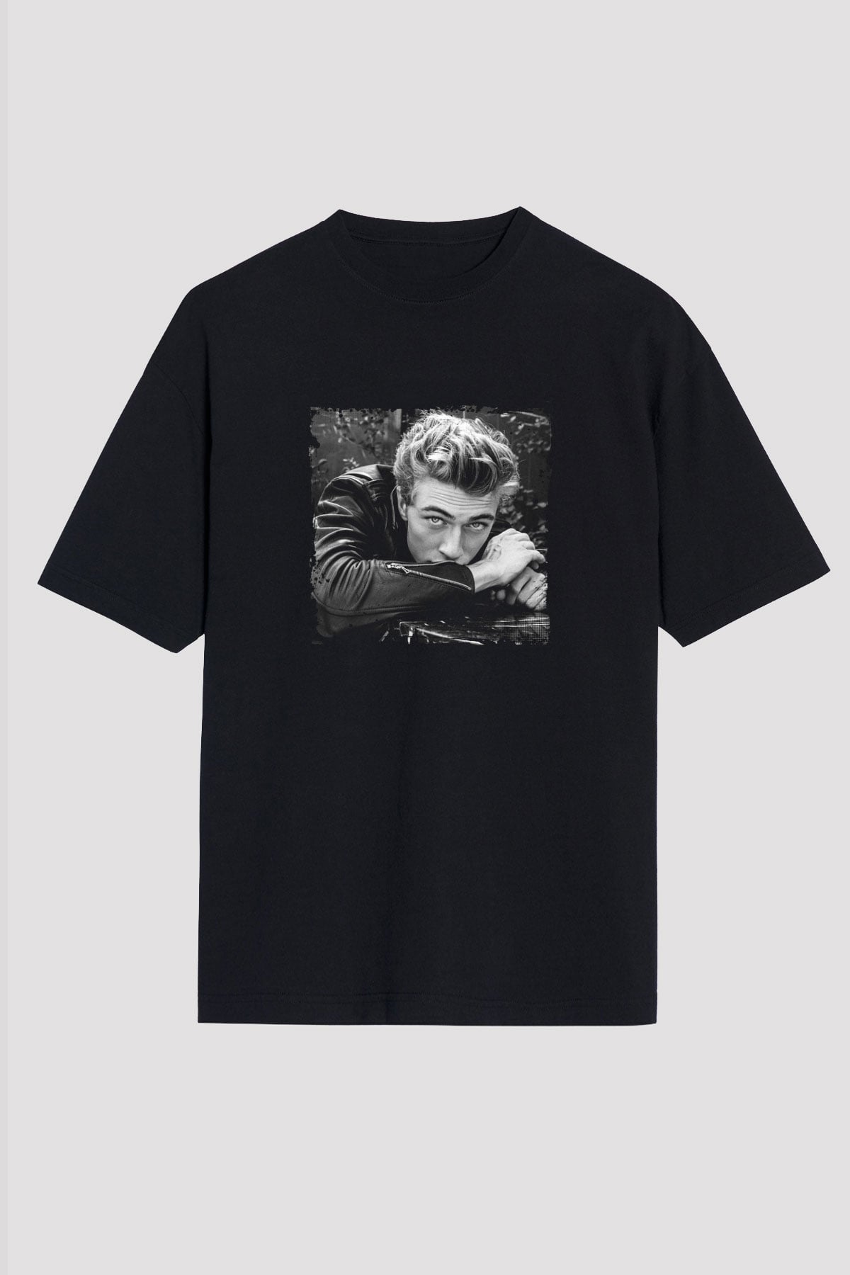 James Dean Baskılı Unisex Siyah Oversize Tişört