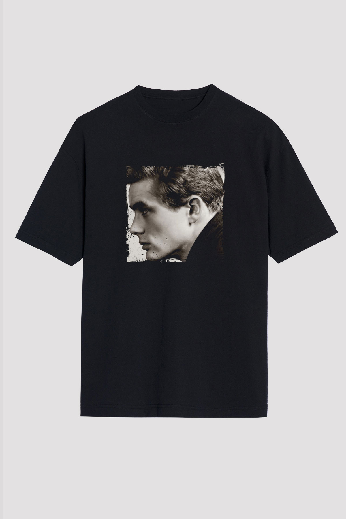 James Dean Baskılı Unisex Siyah Oversize Tişört