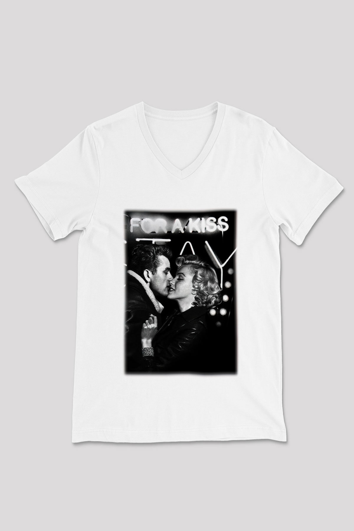 James Dean Beyaz Unisex V Yaka Tişört T-Shirt