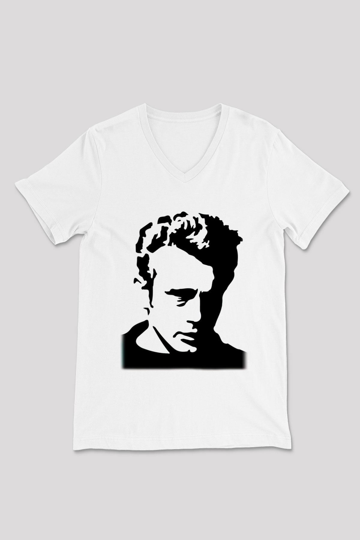 James Dean Beyaz Unisex V Yaka Tişört T-Shirt