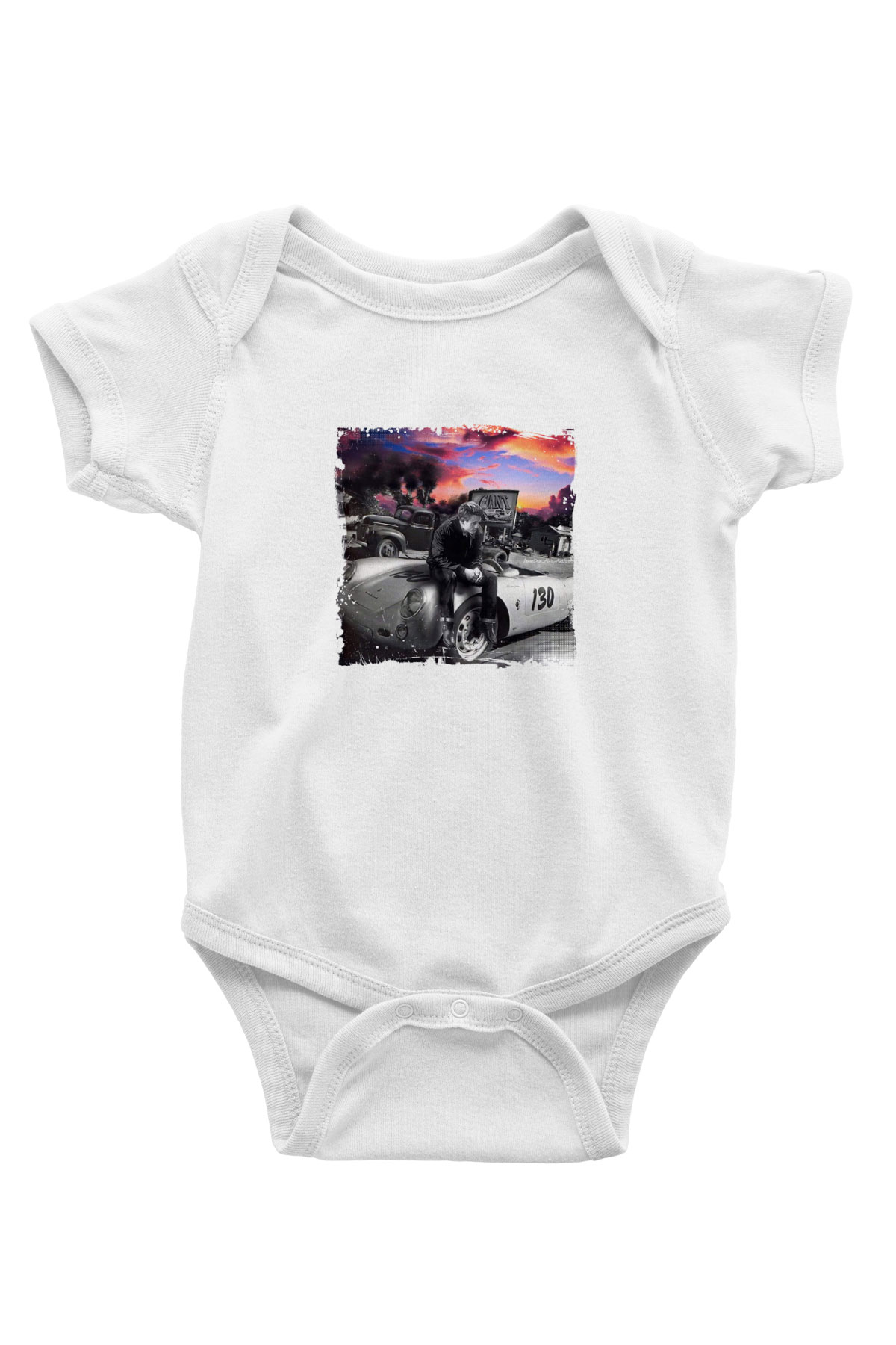 James Dean Unisex Baskılı Beyaz Bebek Body - Zıbın