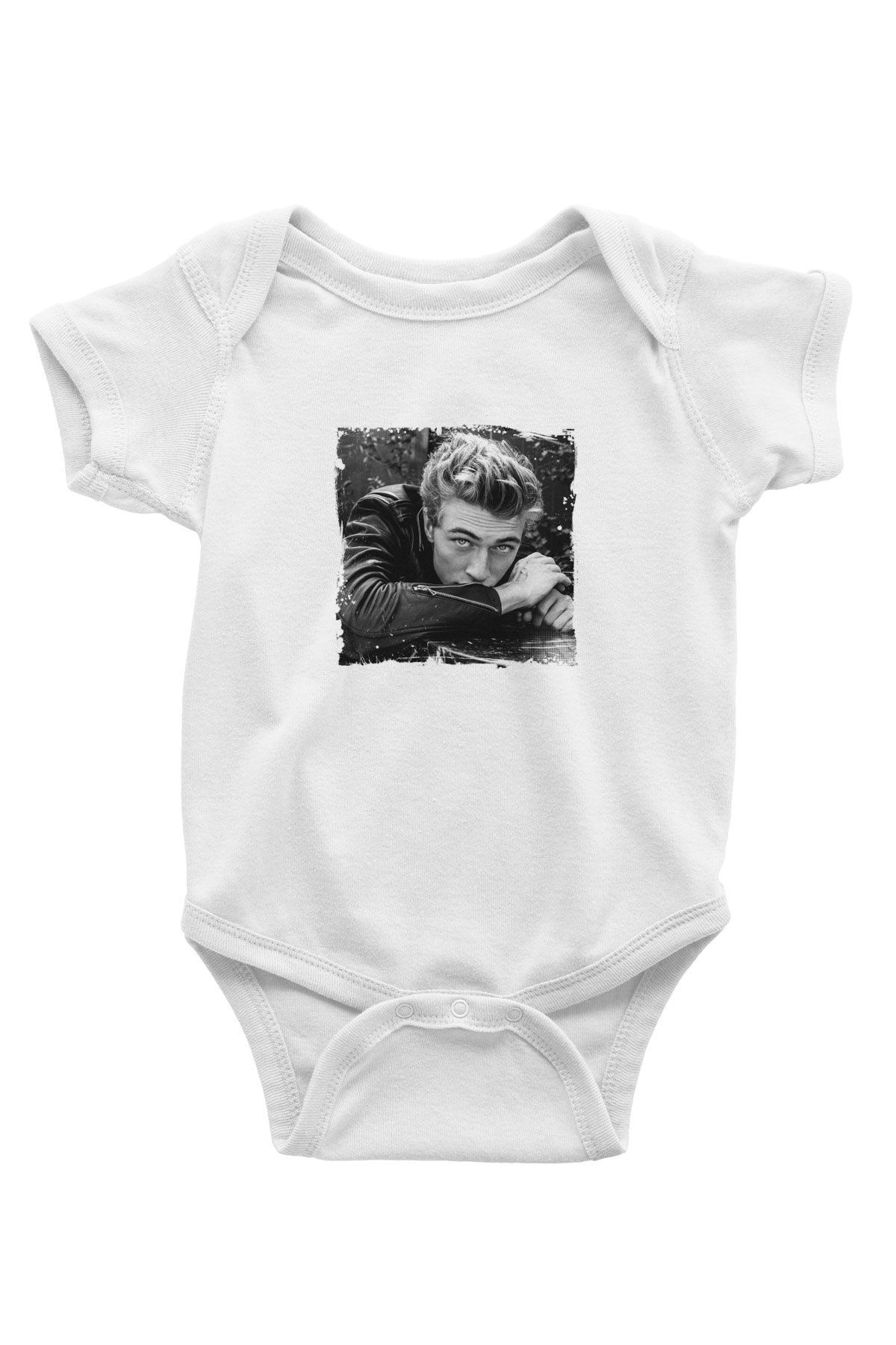 James Dean Unisex Baskılı Beyaz Bebek Body - Zıbın