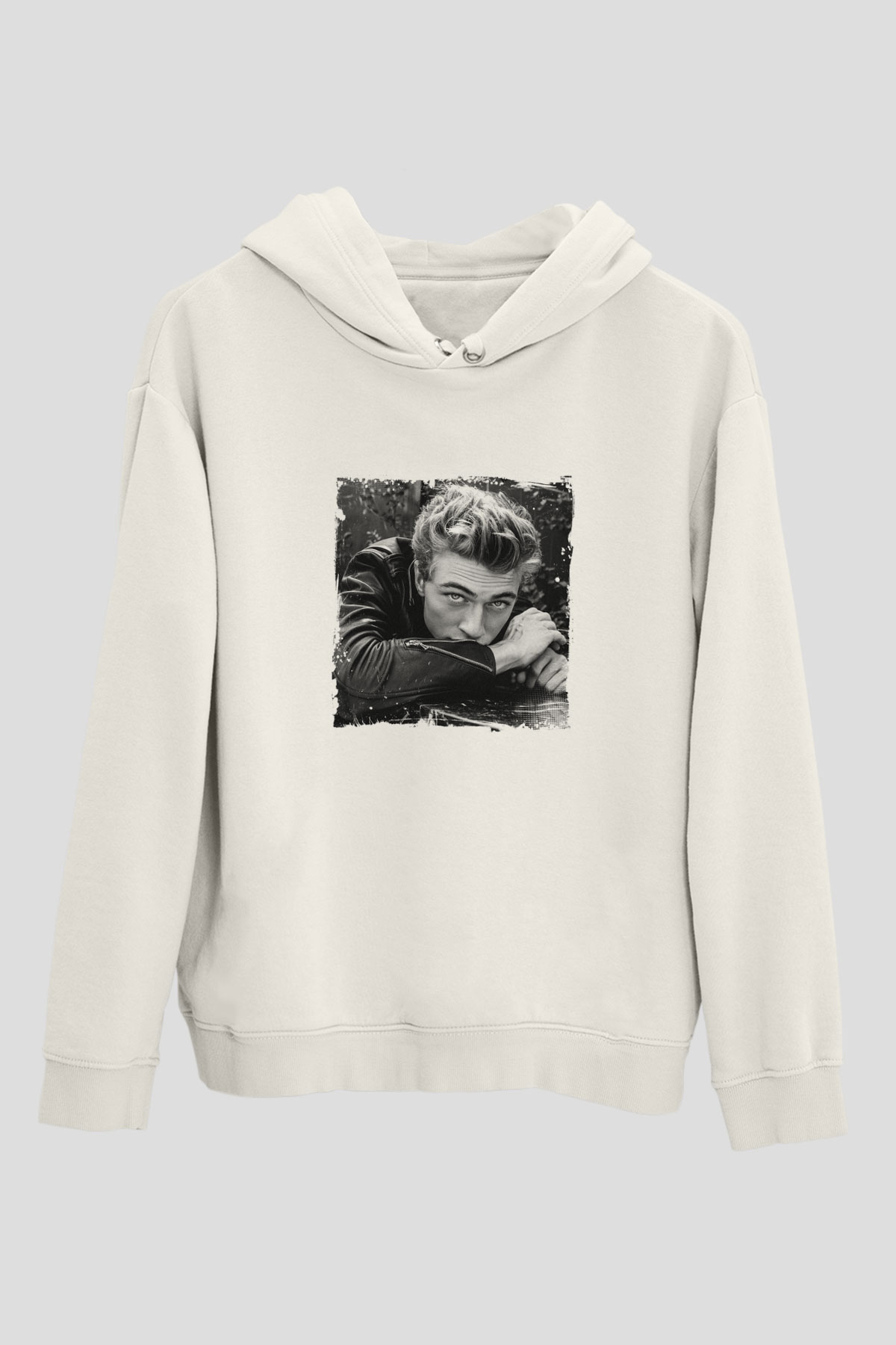 James Dean Unisex Baskılı Beyaz Kapüşonlu Sweatshirt