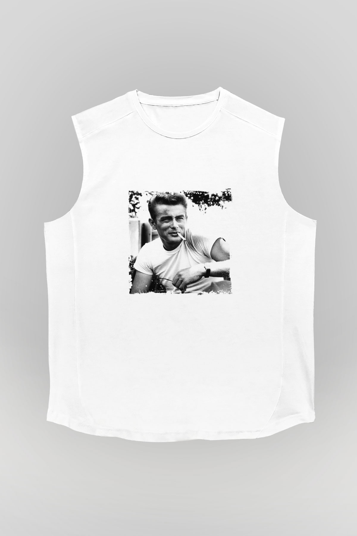 James Dean Unisex Baskılı Beyaz Kolsuz Tişört