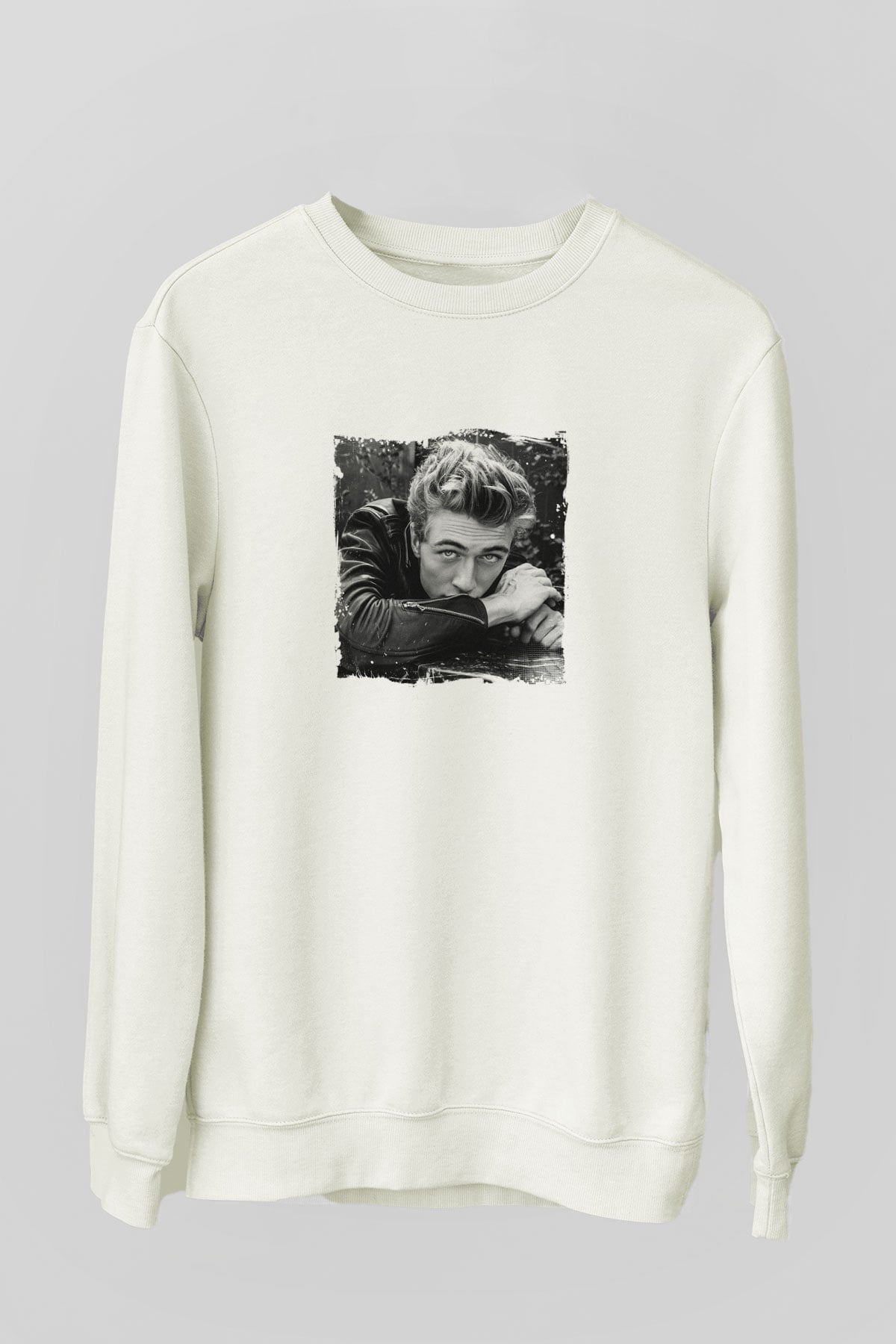 James Dean Unisex Baskılı Beyaz Sweatshirt