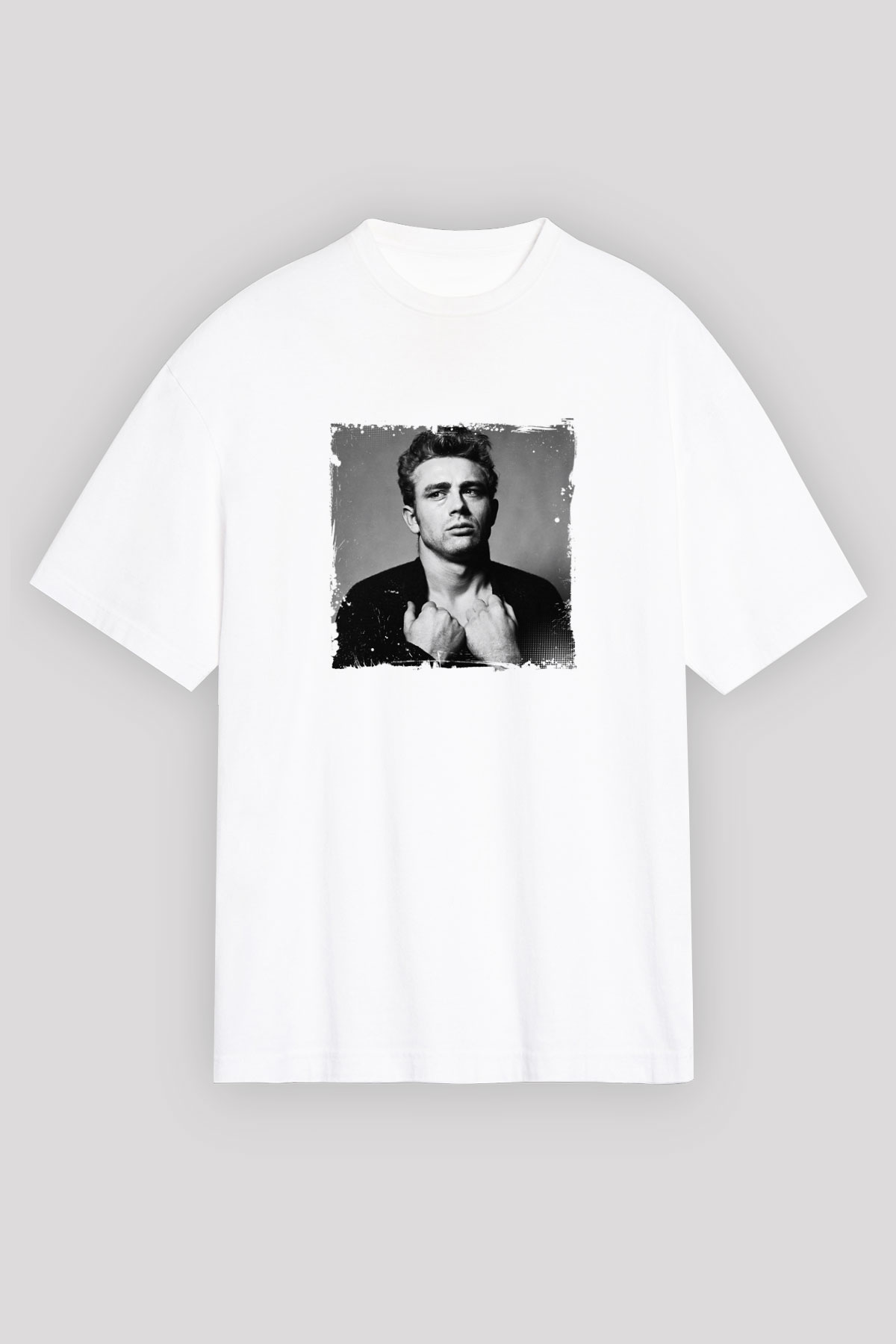 James Dean Unisex Baskılı Beyaz Tişört