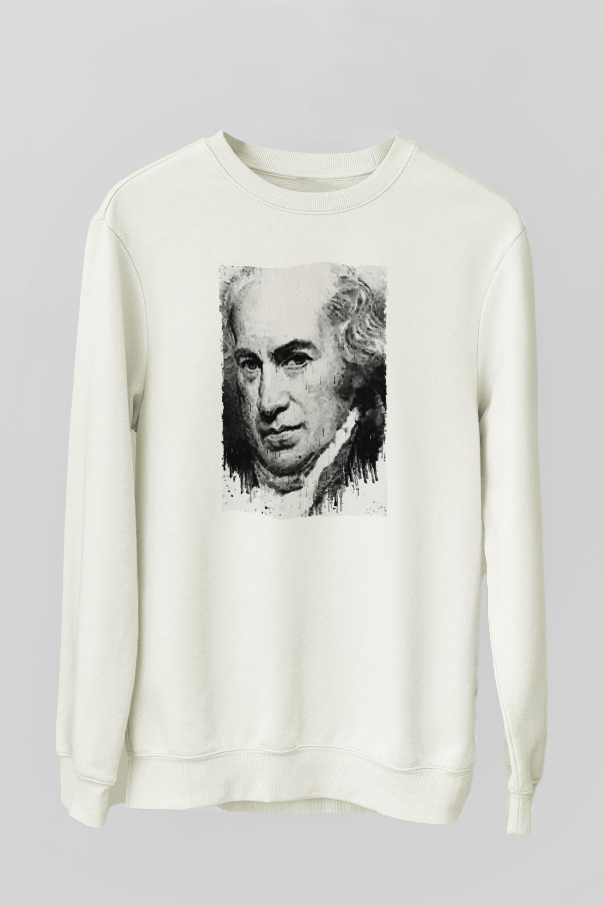 James Watt Baskılı Unisex Ekru Sweatshirt