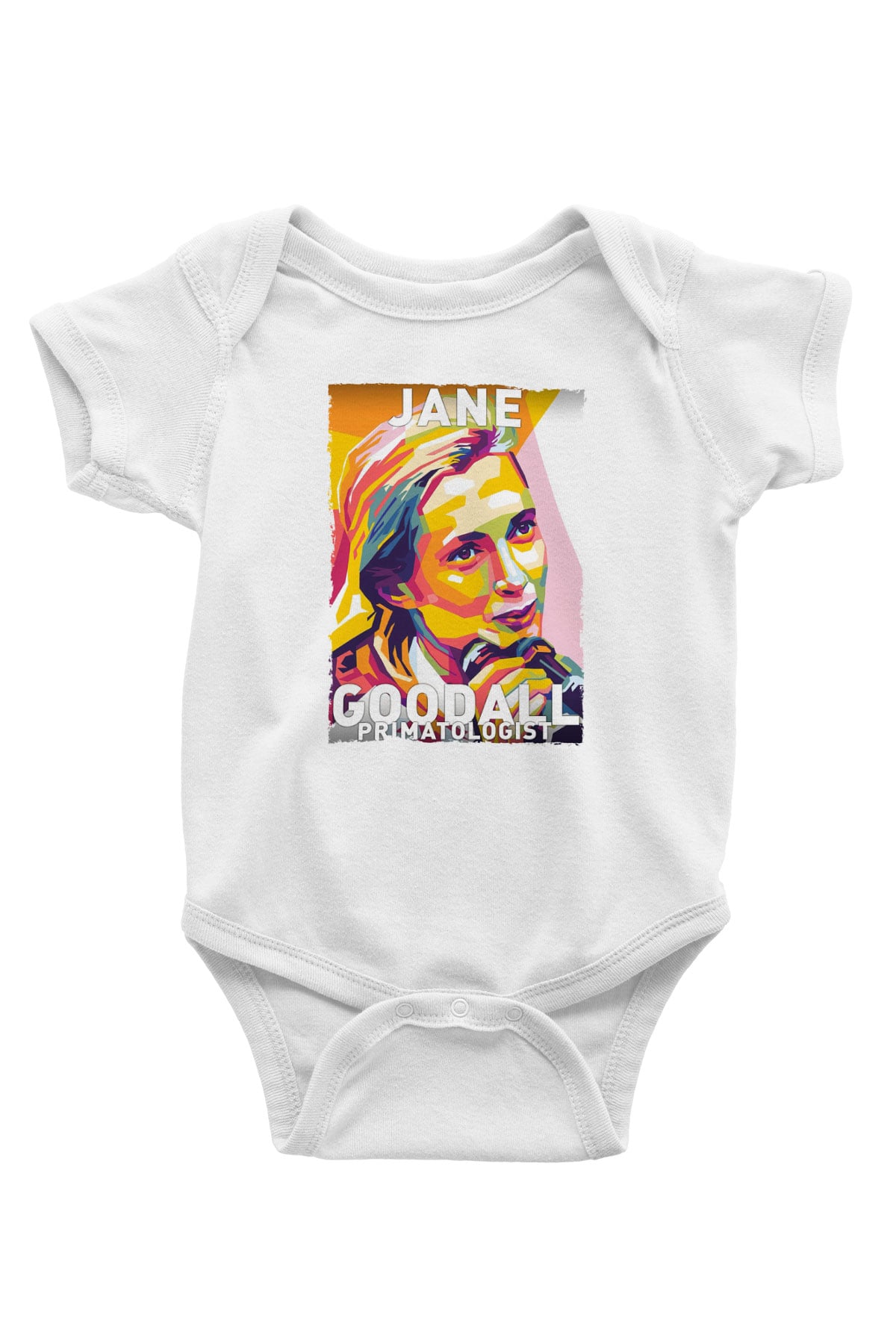 Jane Goodall Baskılı Beyaz Bebek Body - Zıbın